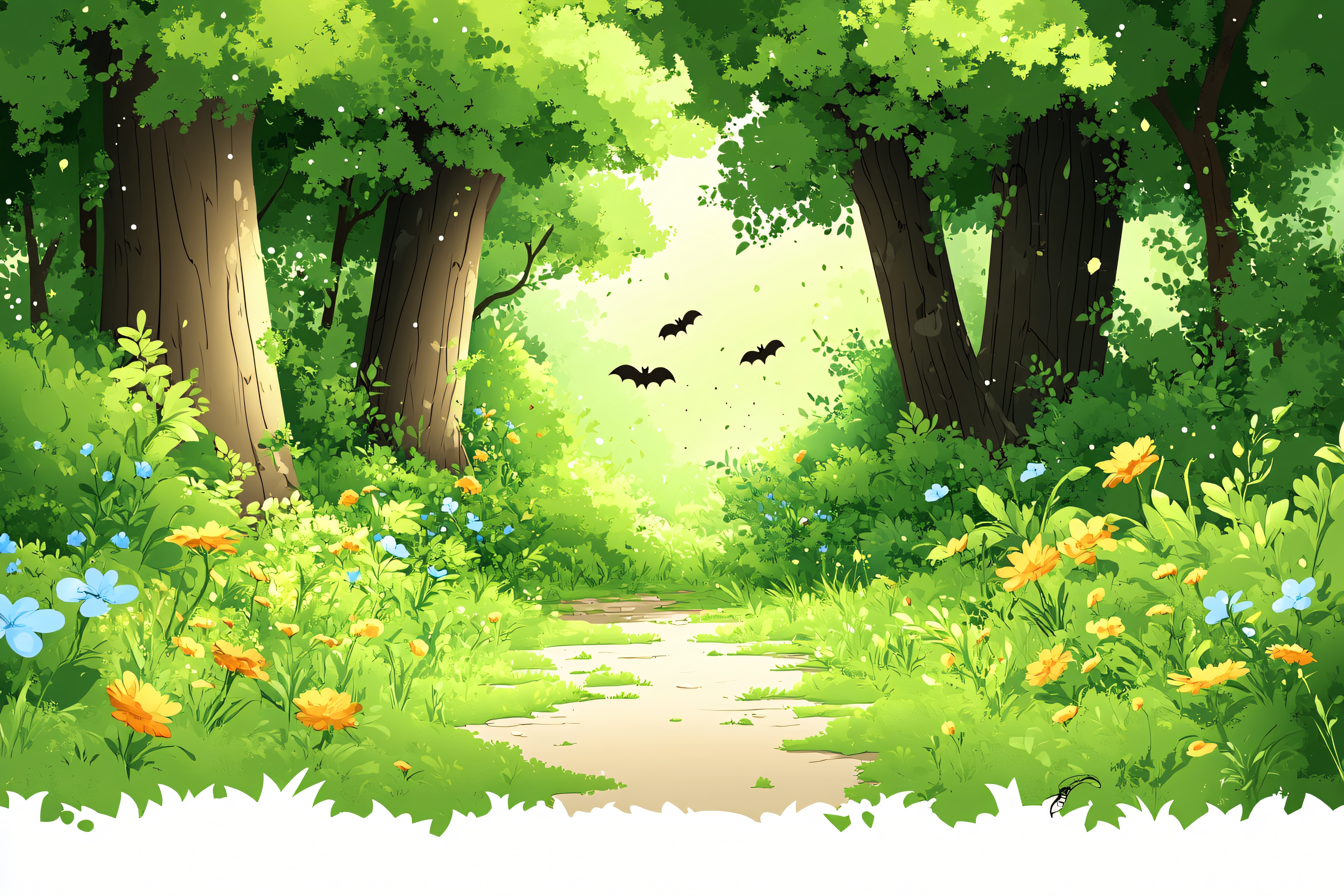 Forest Path With Bats