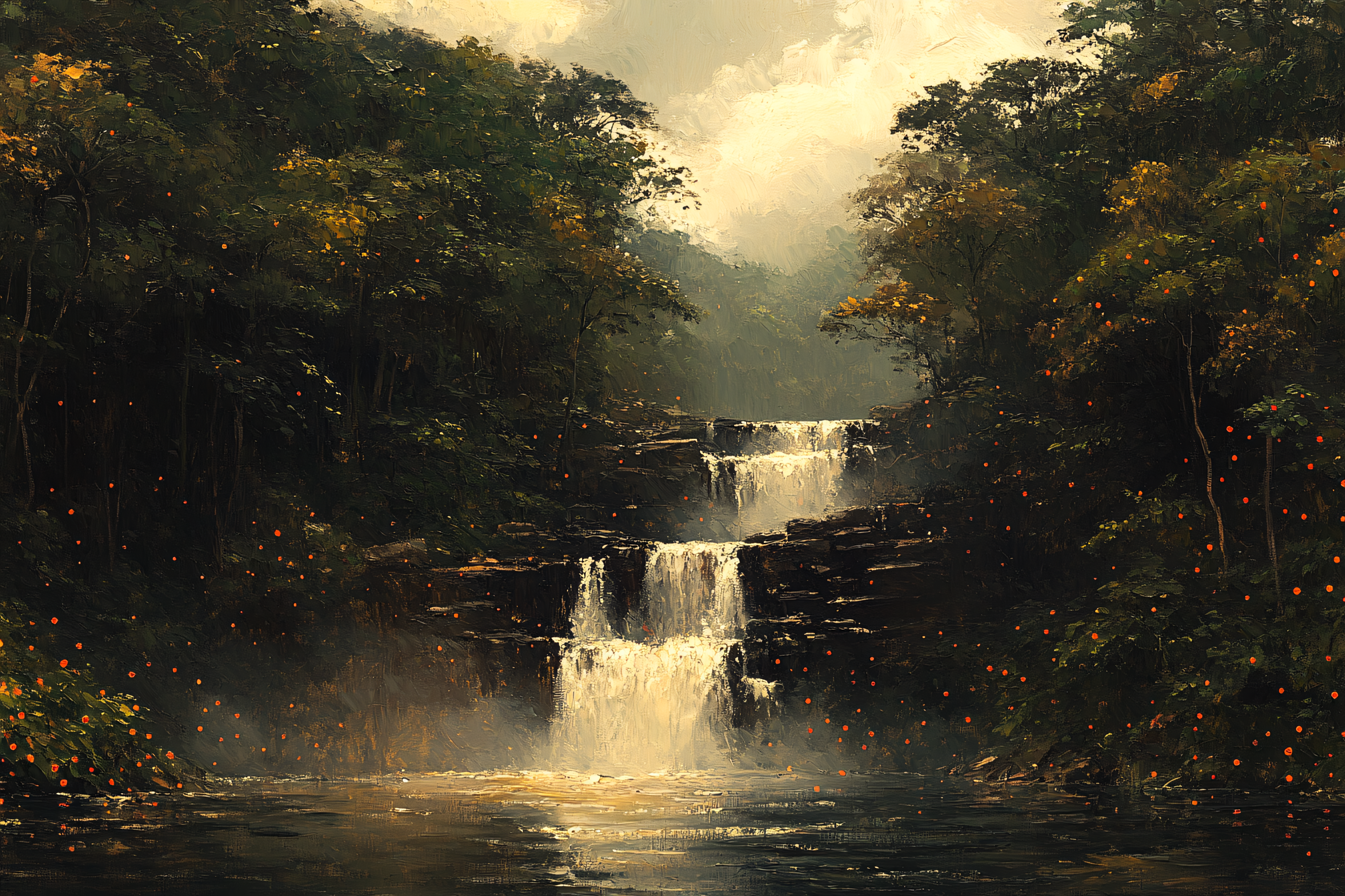 Forest Waterfall Scene