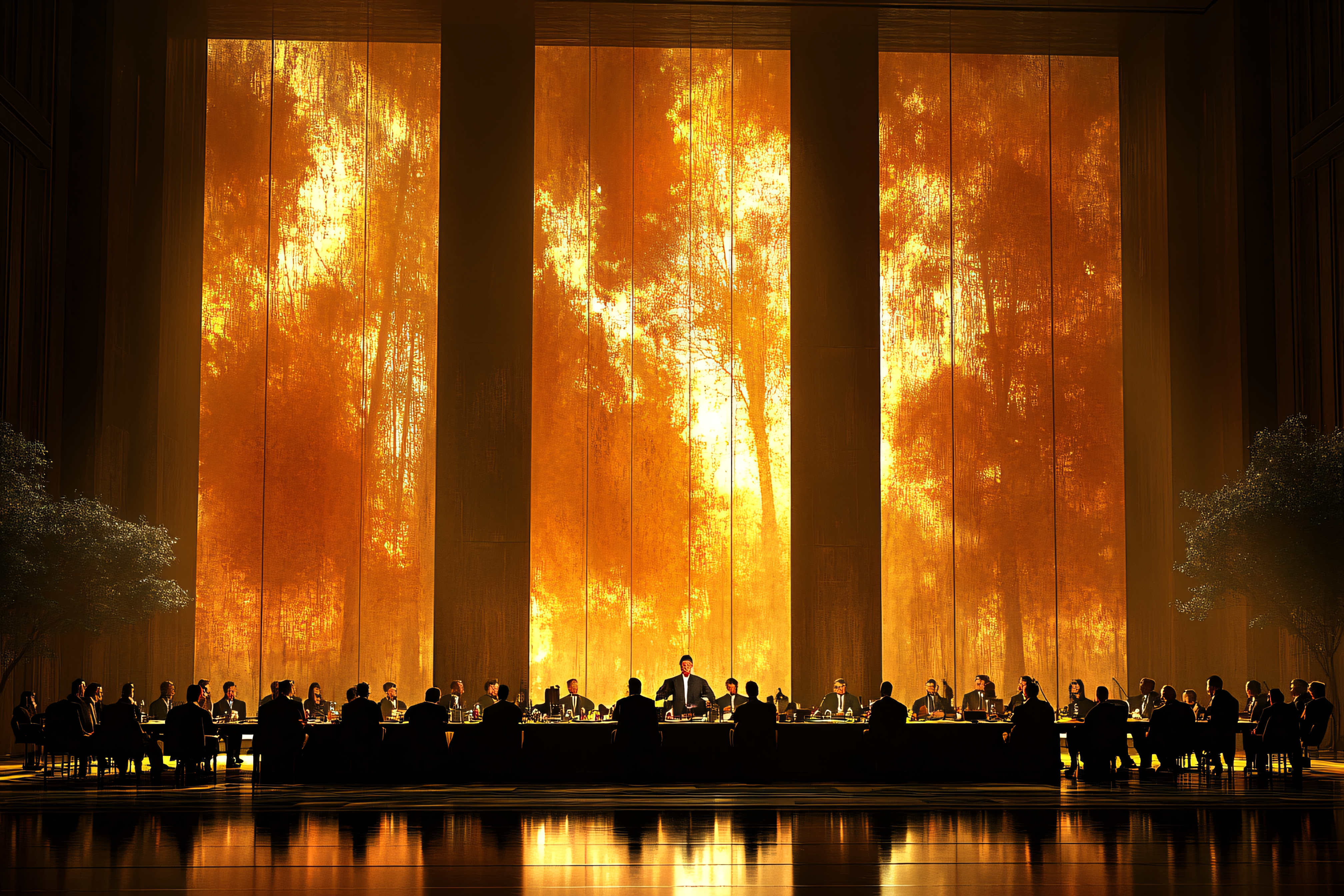 Formal Conference With Backlit Nature Panels