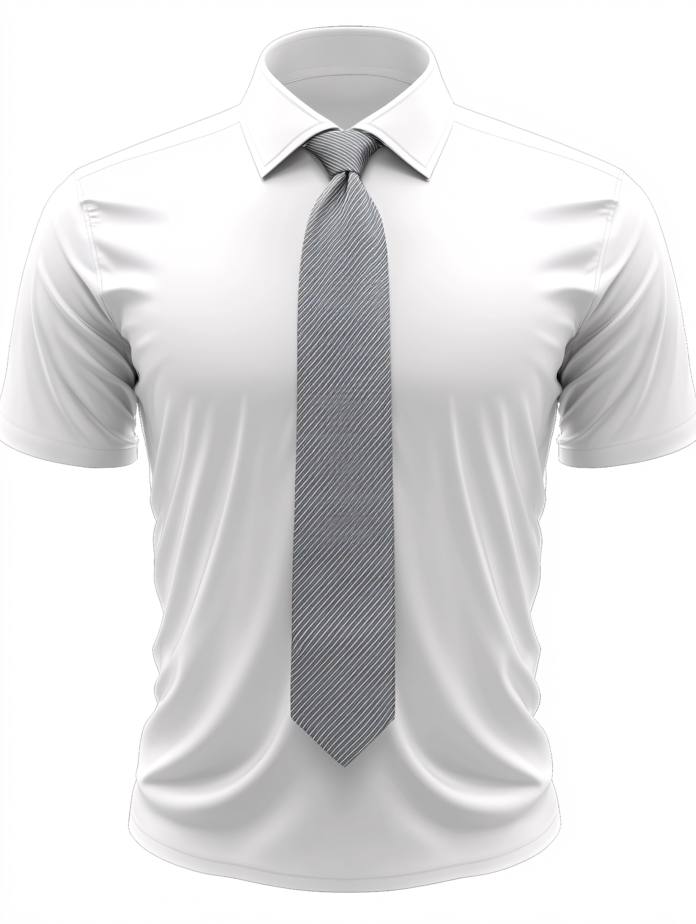 Formal White Shirt with Gray Striped Tie