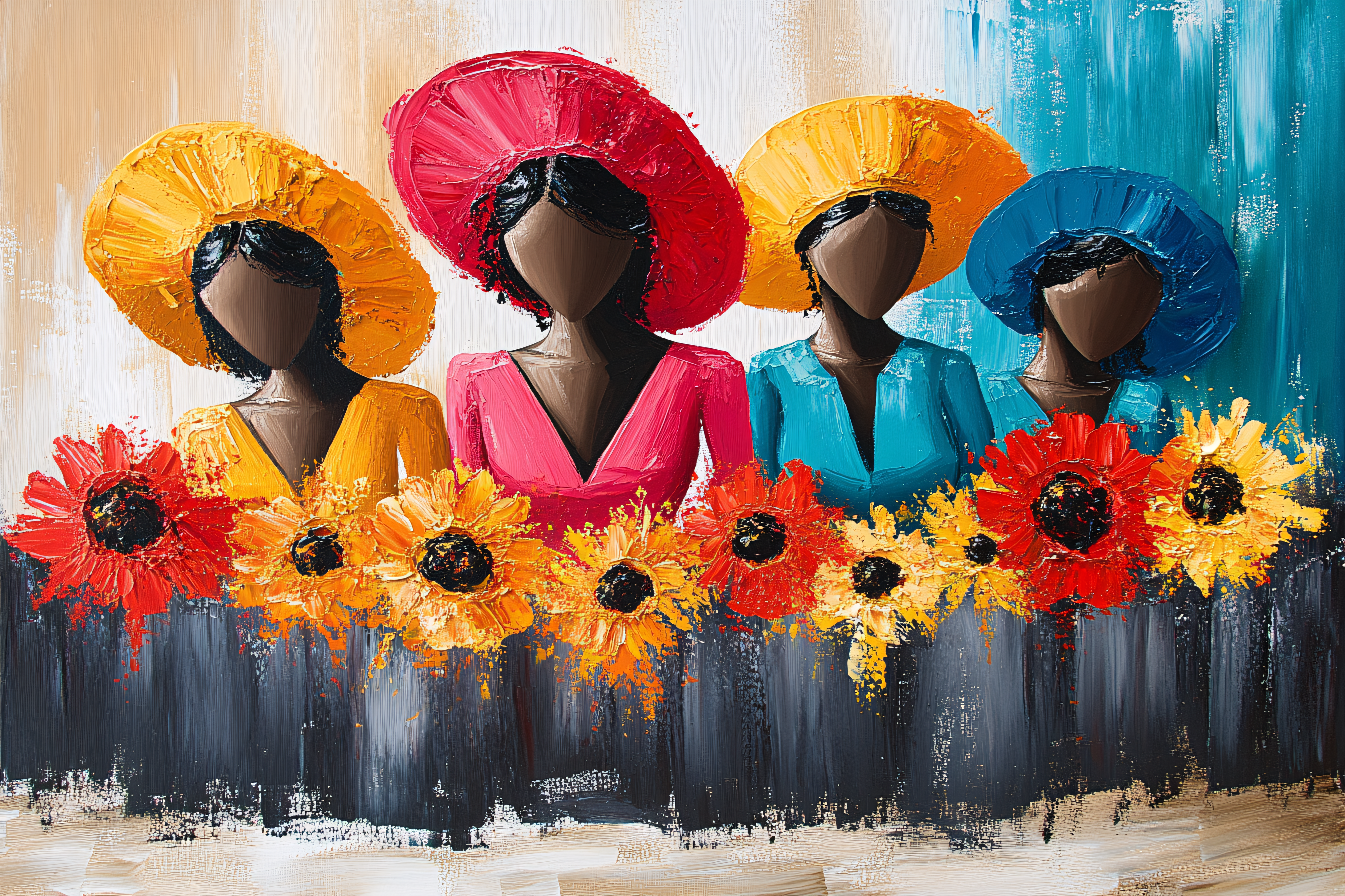 Four Women with Sunflowers