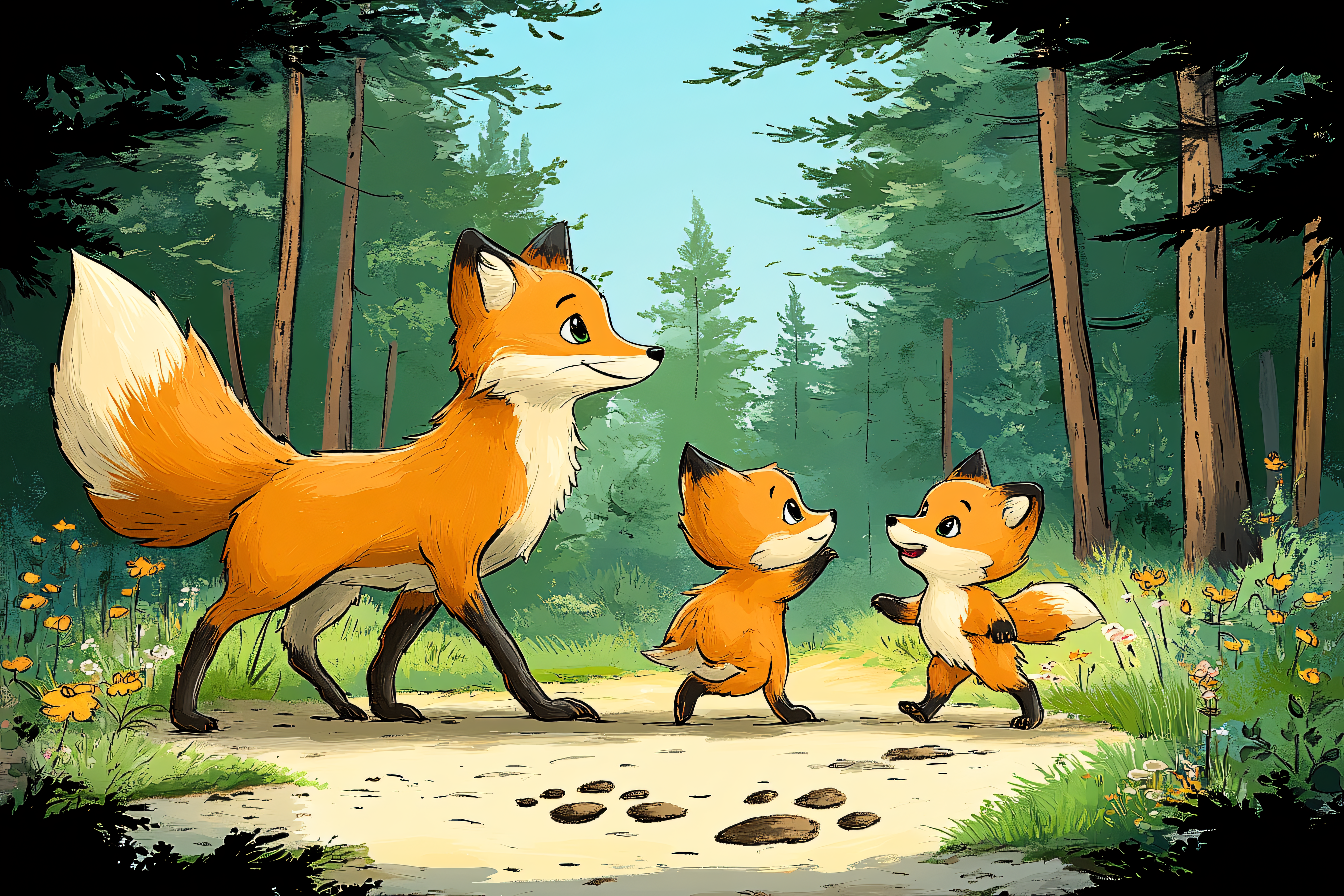 Fox Family Forest Stroll