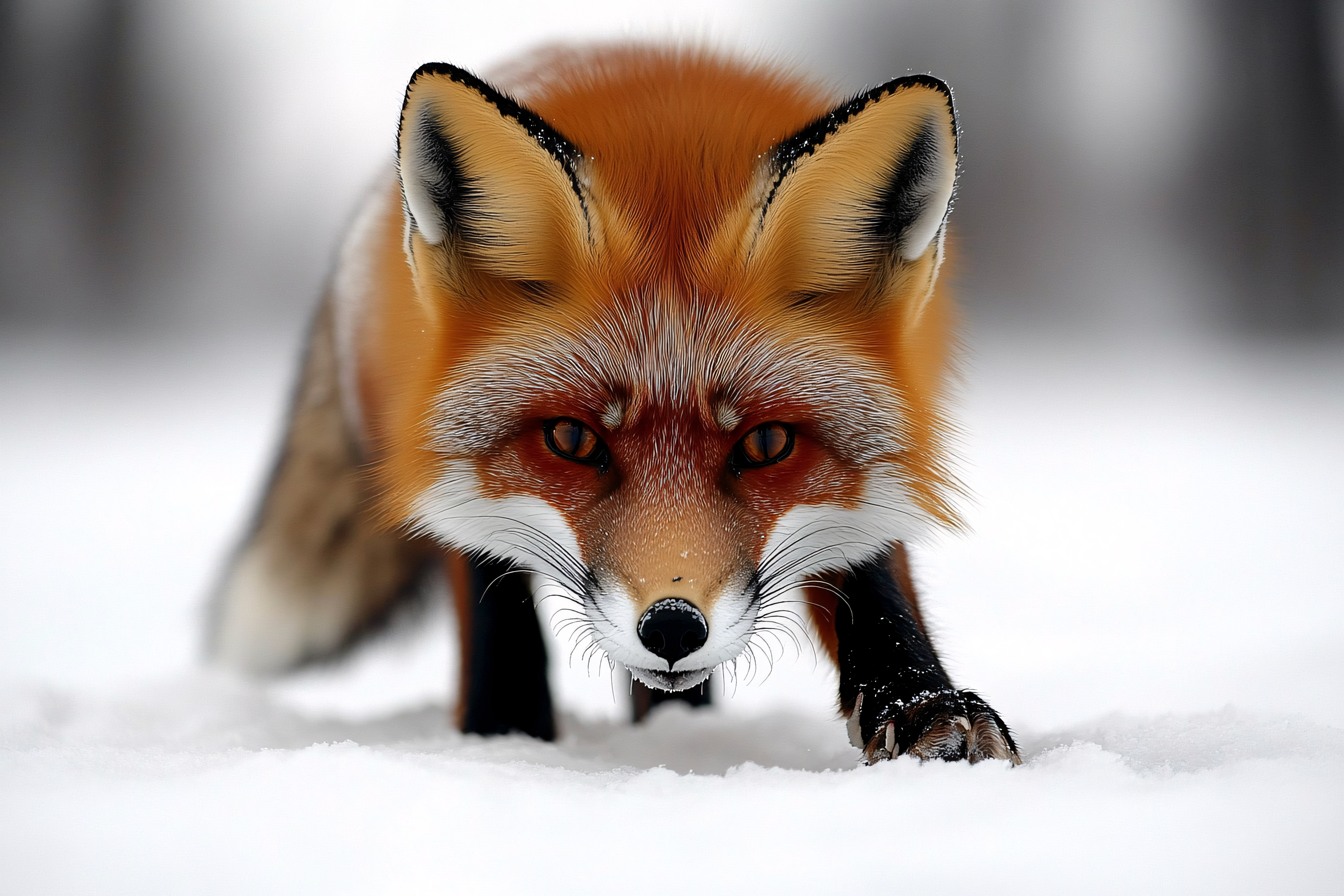 Fox In Winter Snow