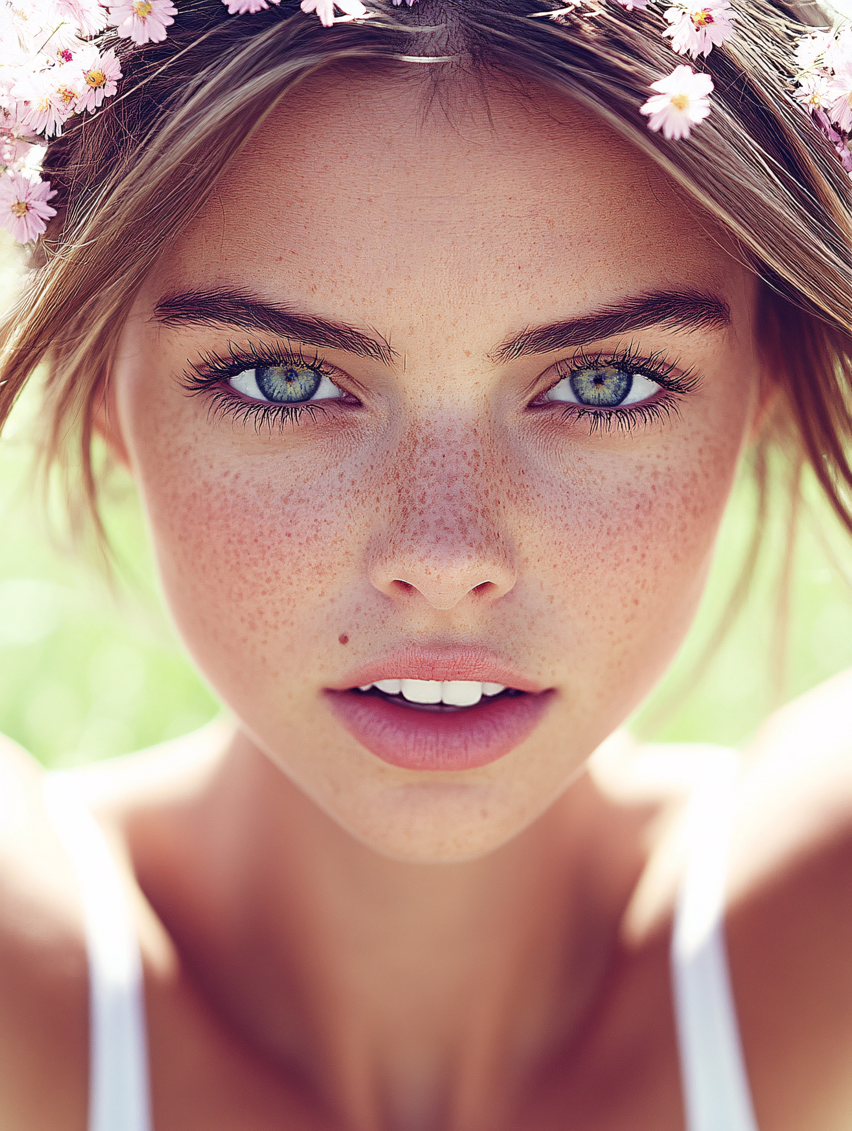 Freckled Beauty With Flower Crown