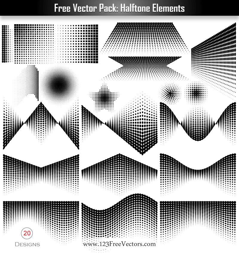 Free Vector Pack: Halftone Elements