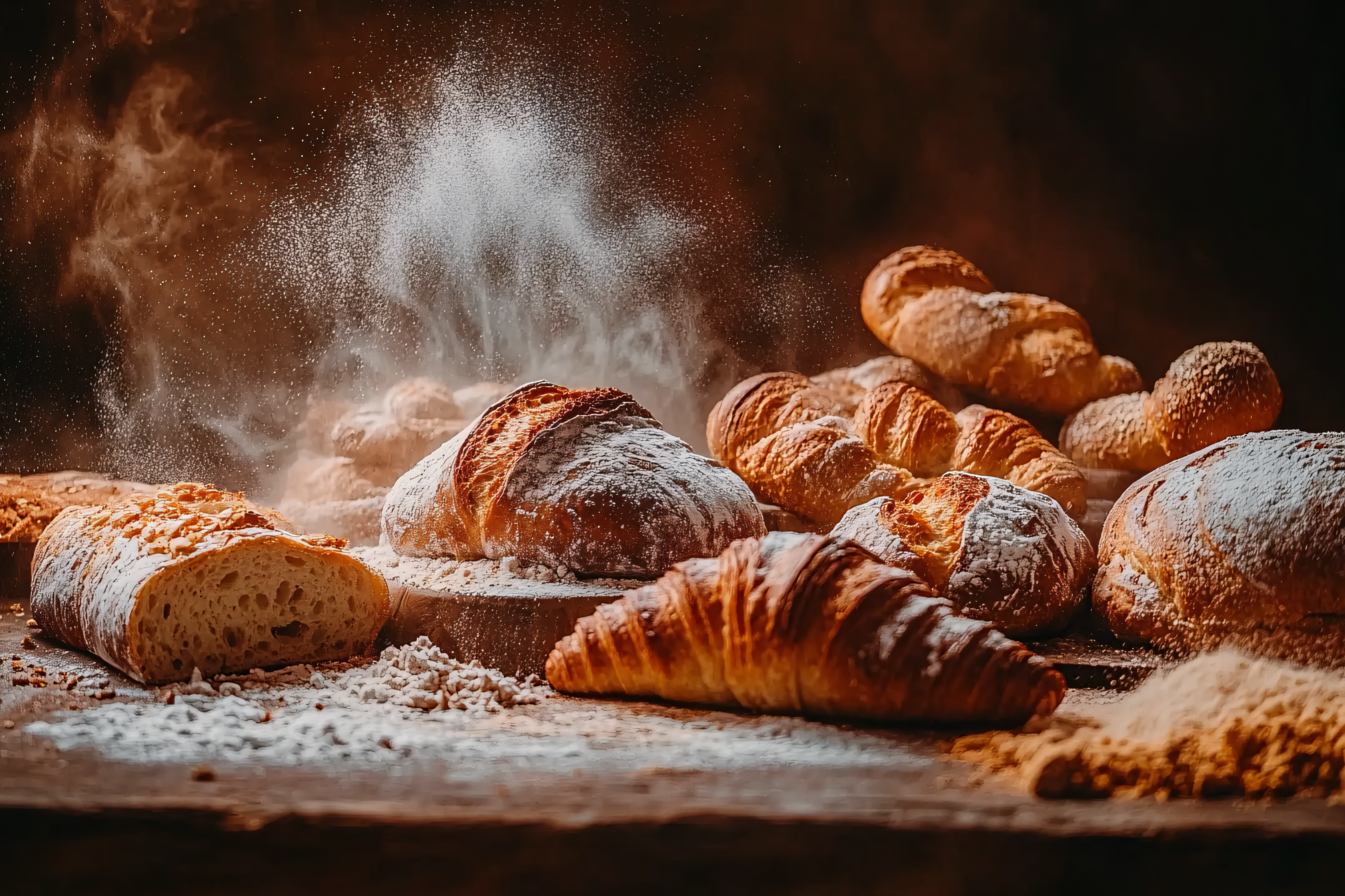 Freshly Baked Bread with Flour Dusting