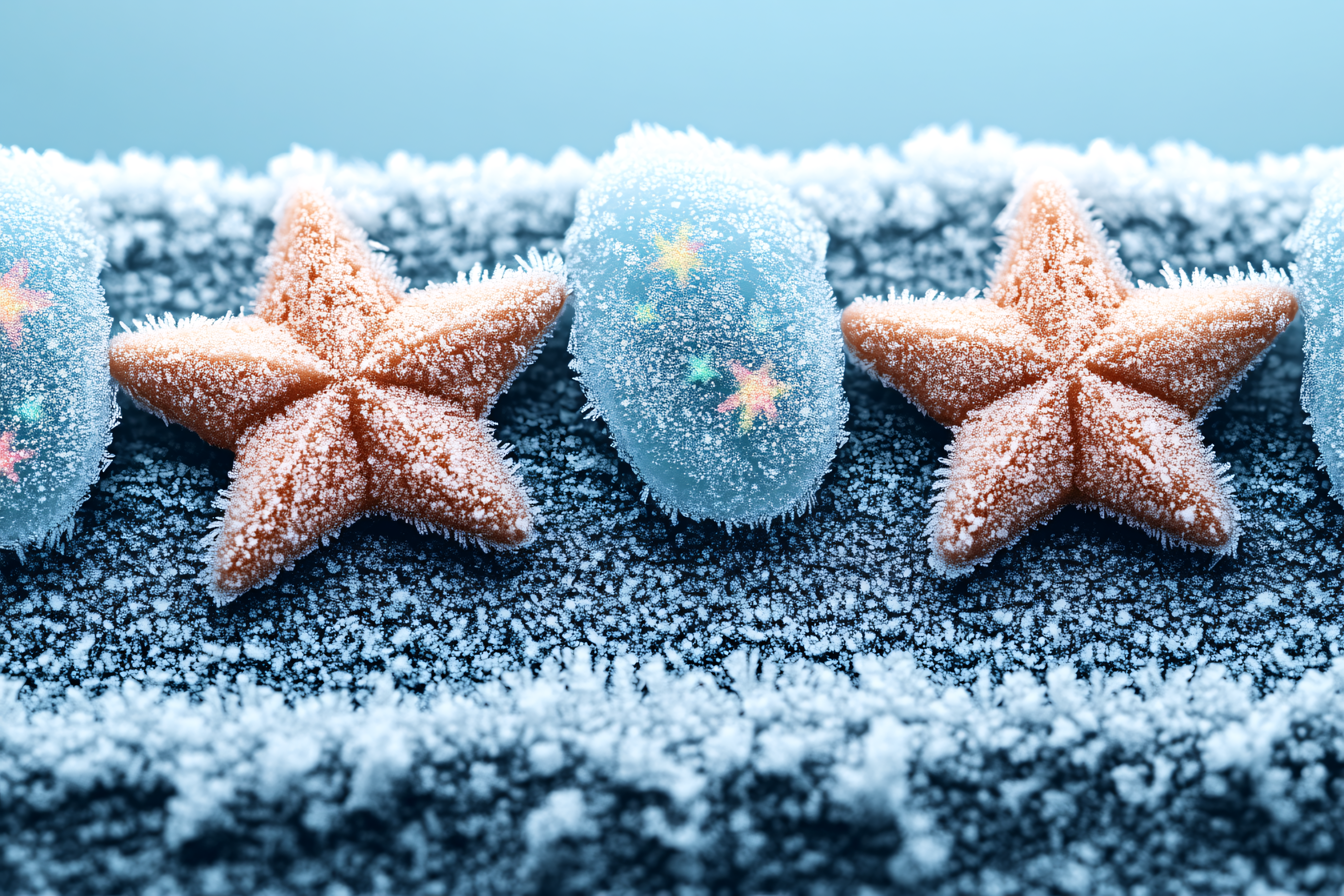 Frosted Starfish And Oval Shapes