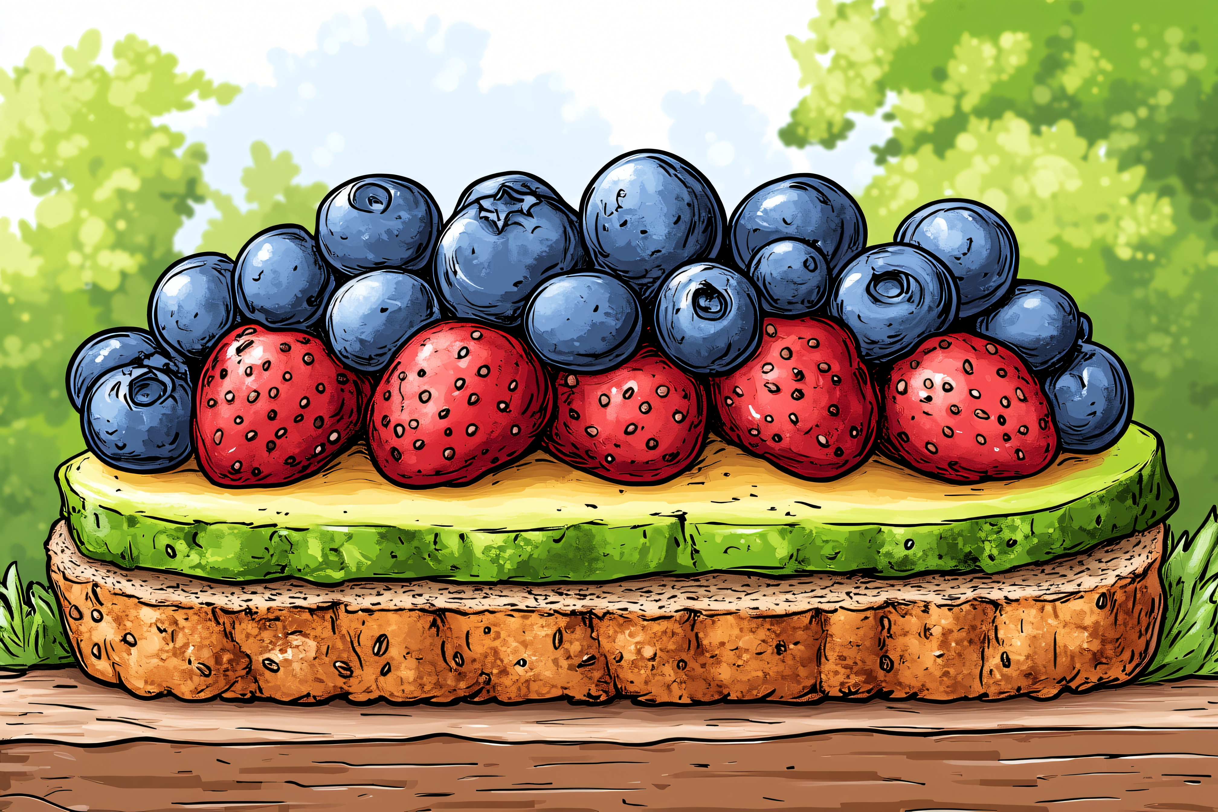 Fruity Toast with Blueberries and Strawberries