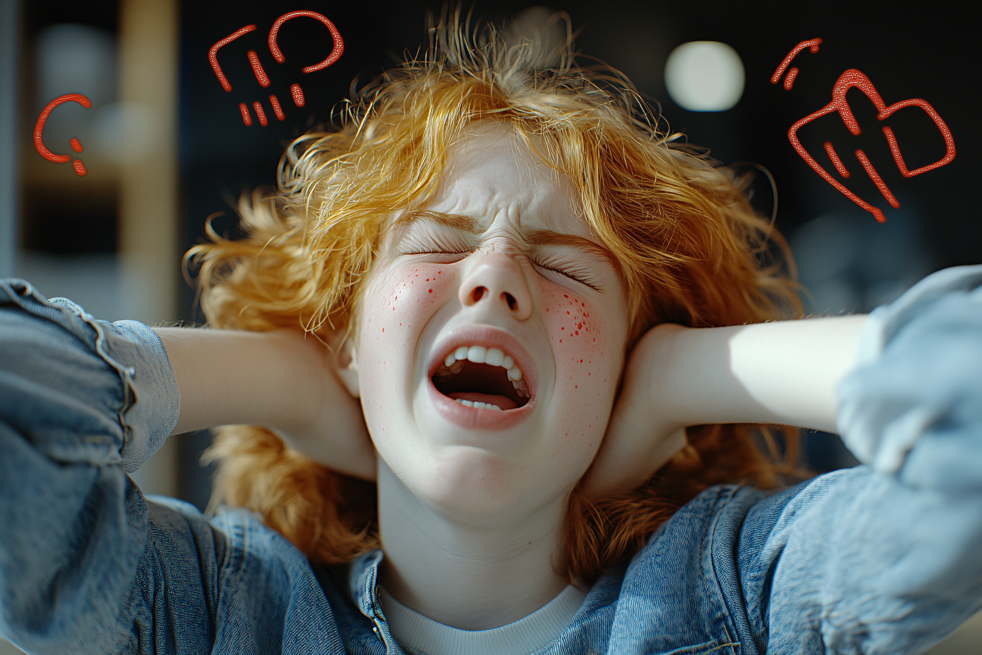 Frustrated Girl Covering Ears