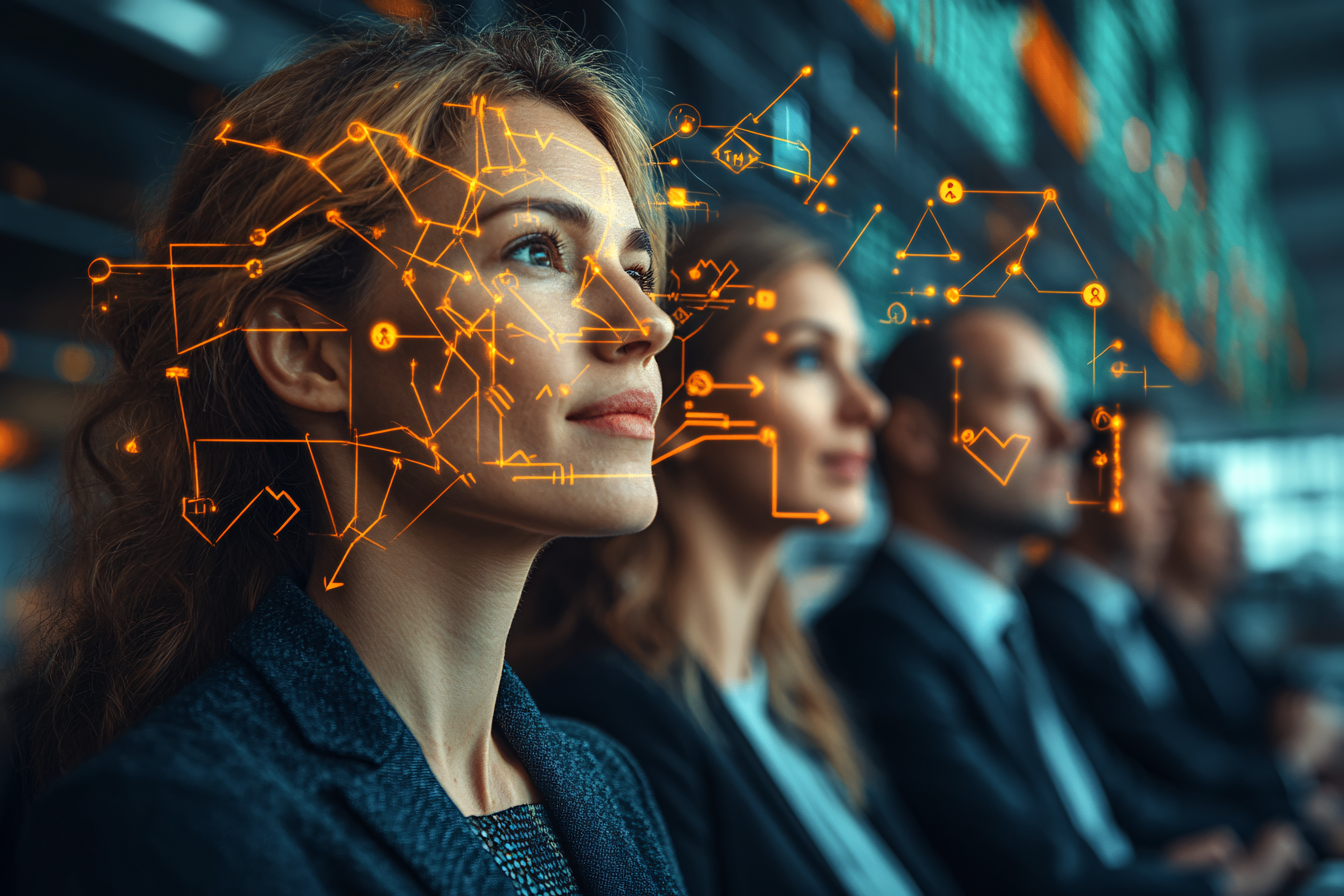 Future Executives with Digital Overlays