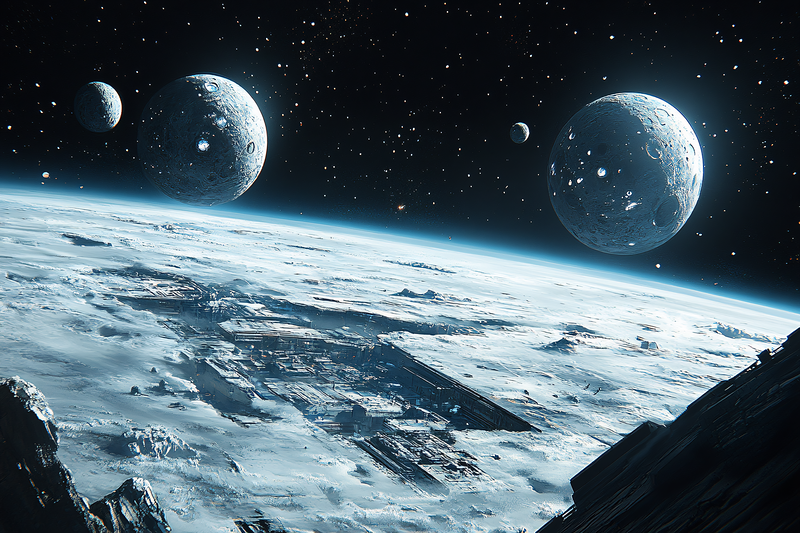 Futuristic Lunar Cityscape with Planetary View