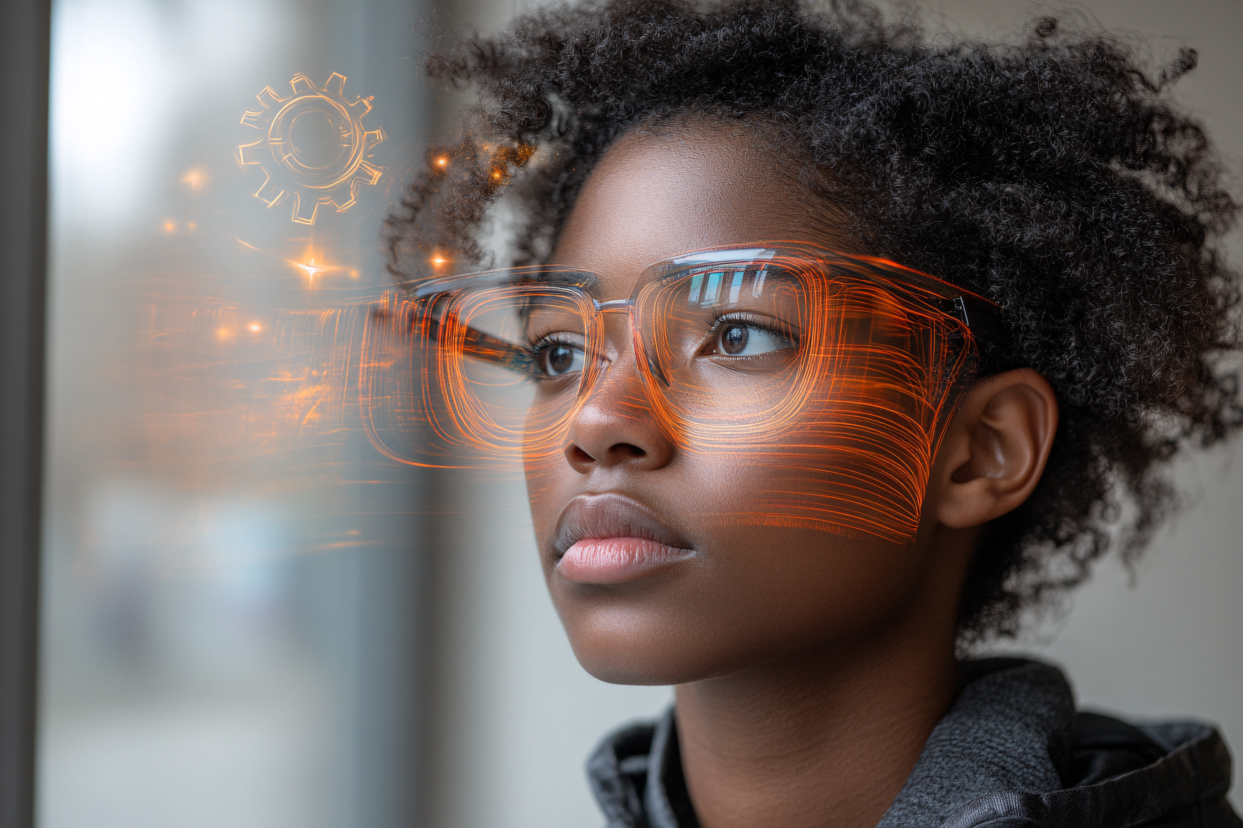 Futuristic Visionary with Augmented Reality Glasses