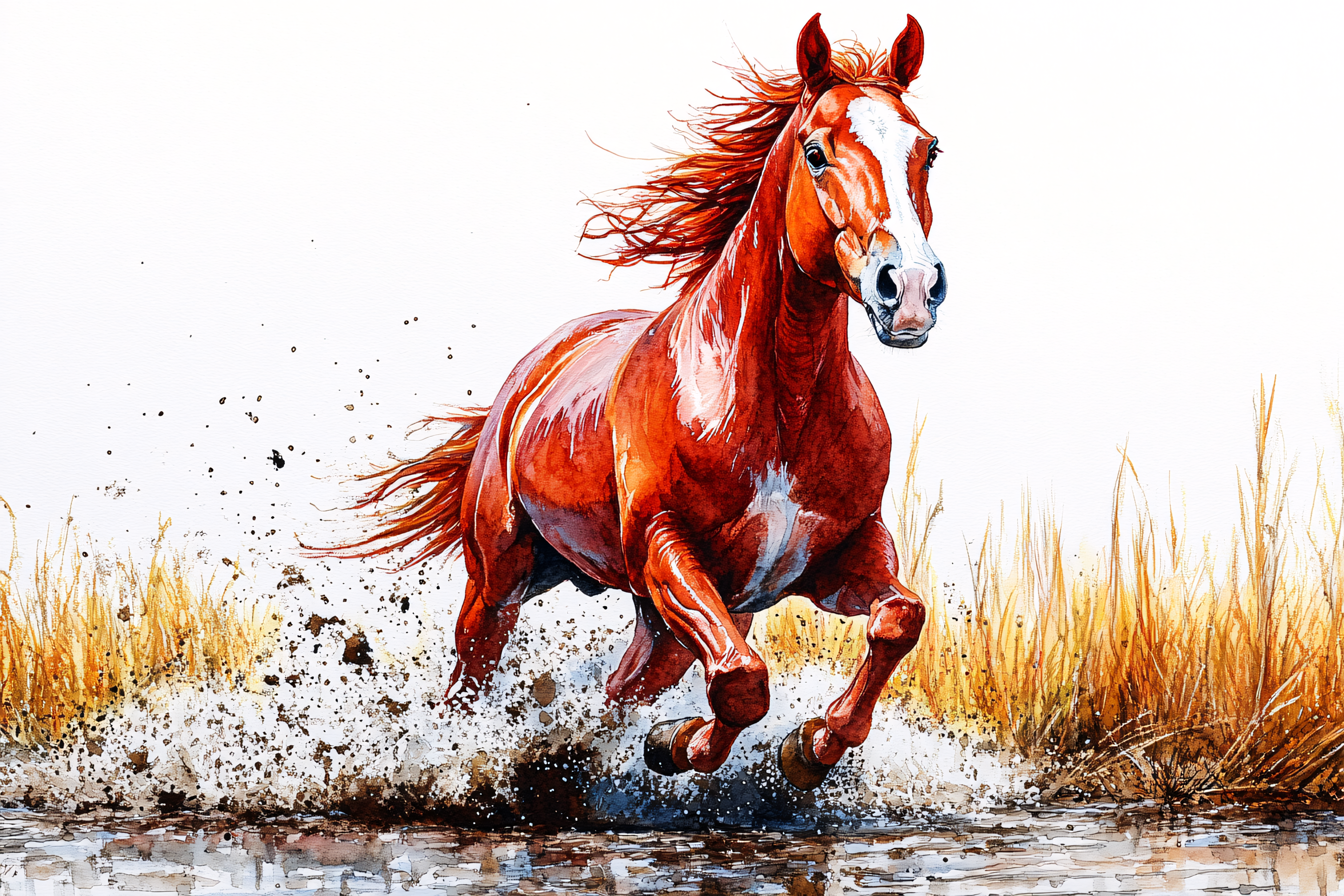 Galloping Chestnut Horse