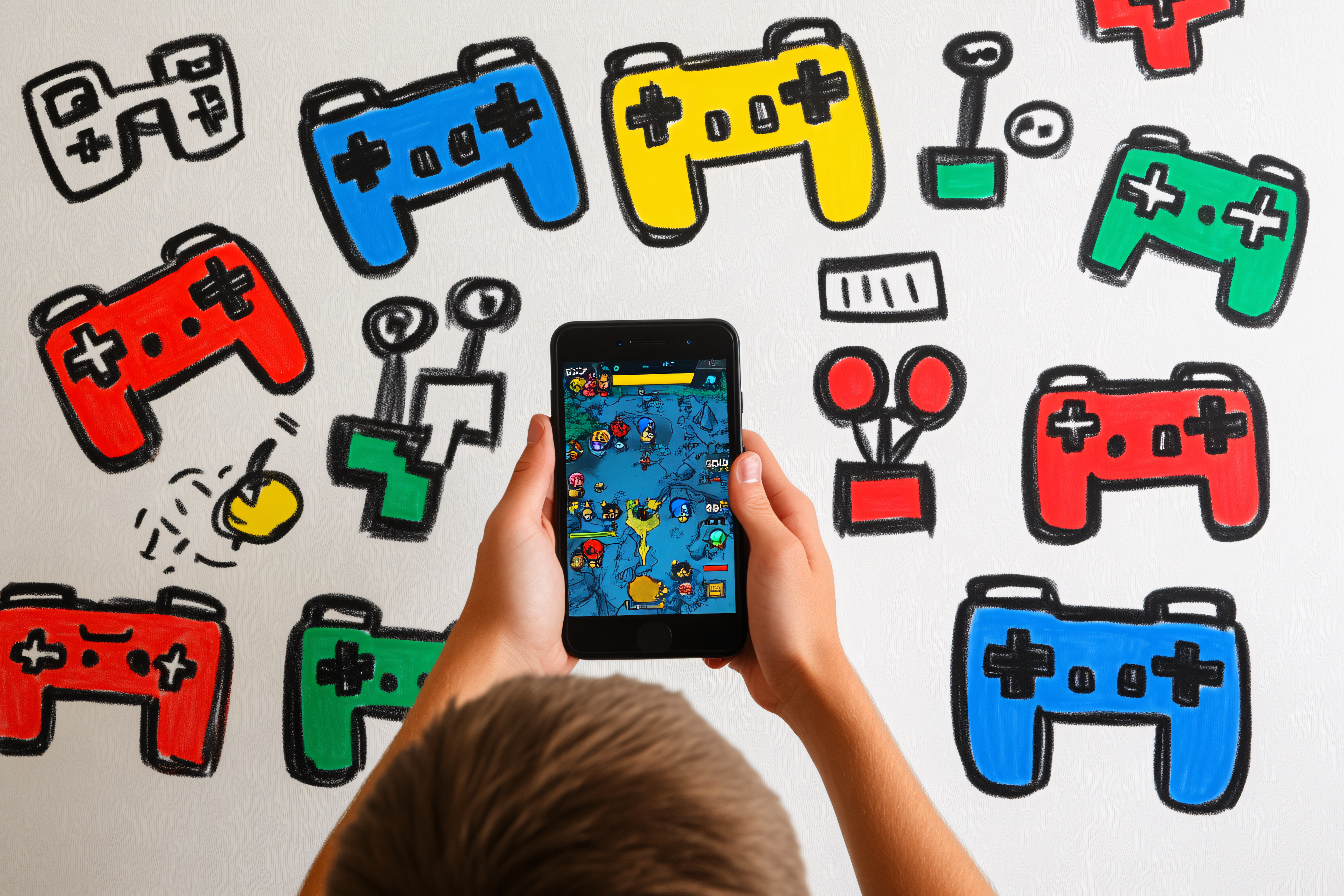 Gaming Illustration with Smartphone