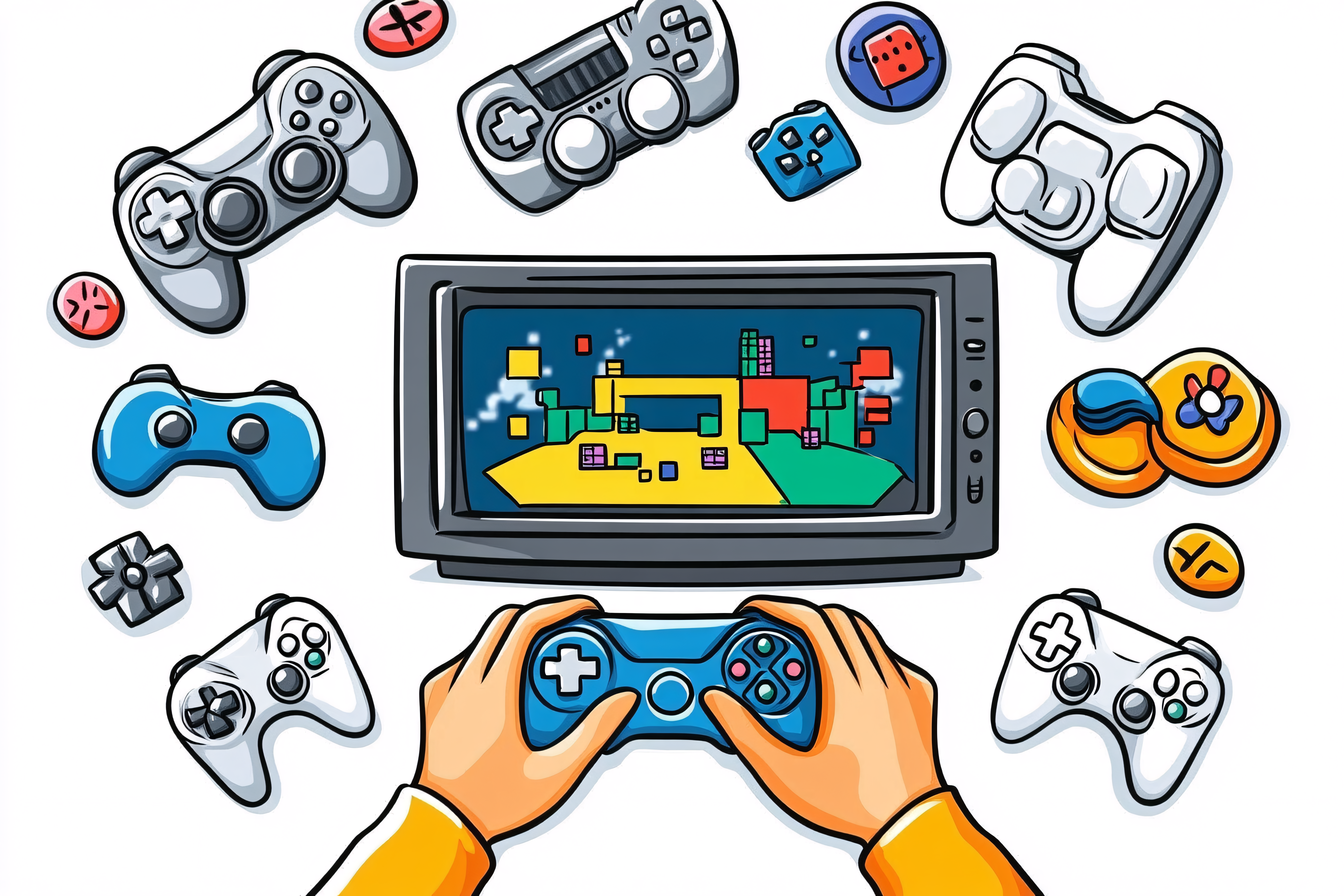 Gaming Setup with Controller and TV