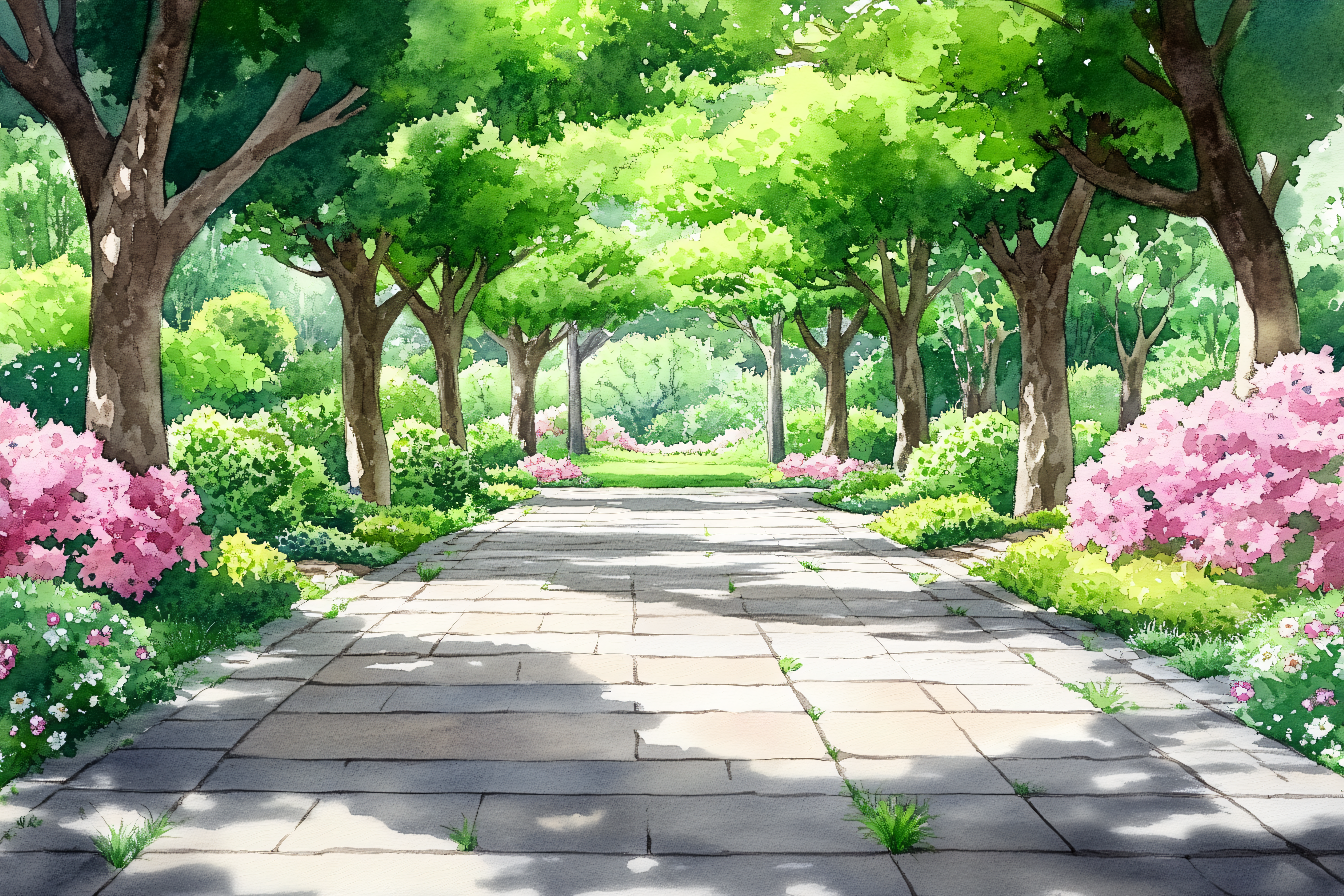 Garden Path Watercolor