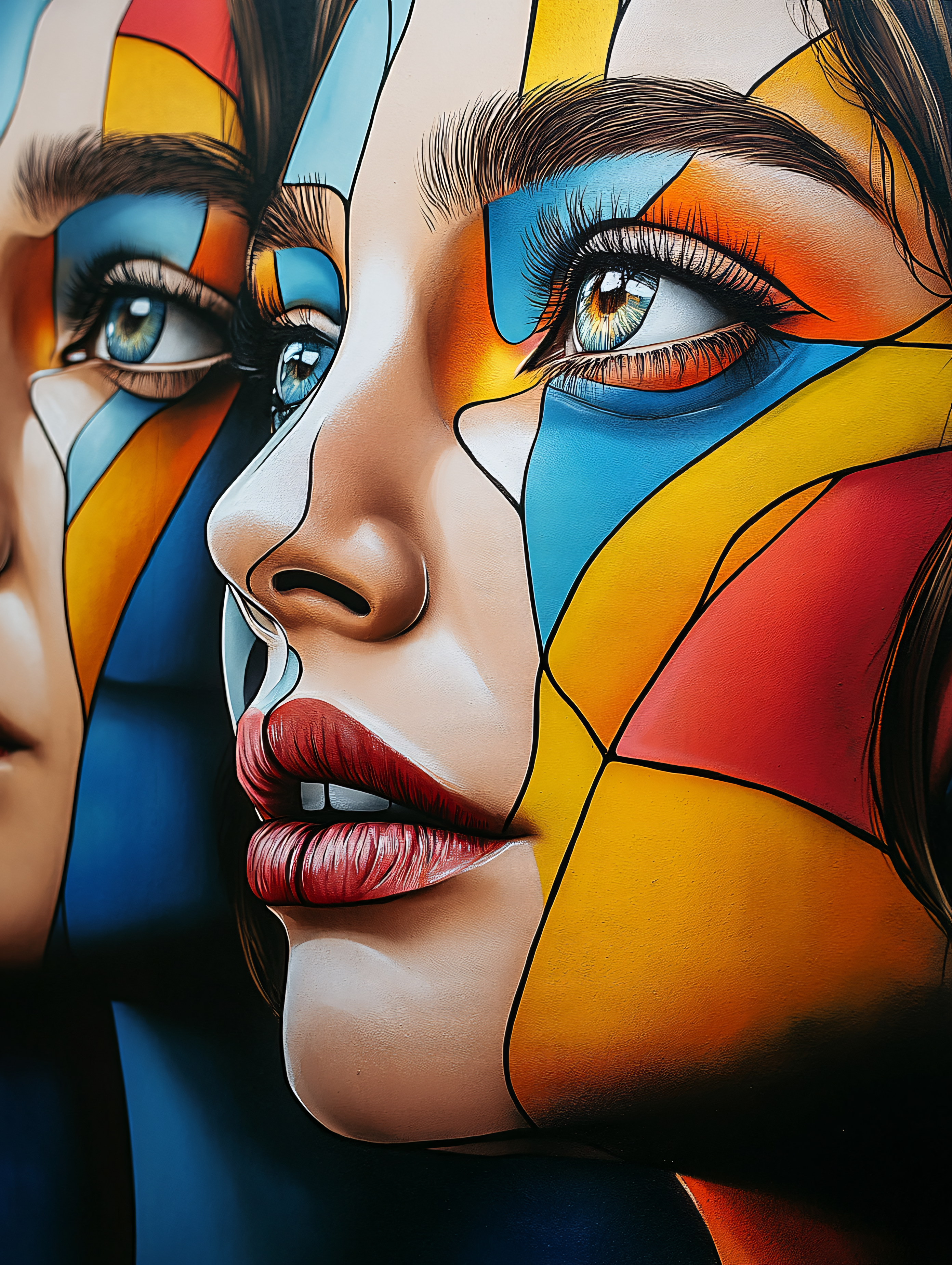 Geometric Color Block Woman Portrait