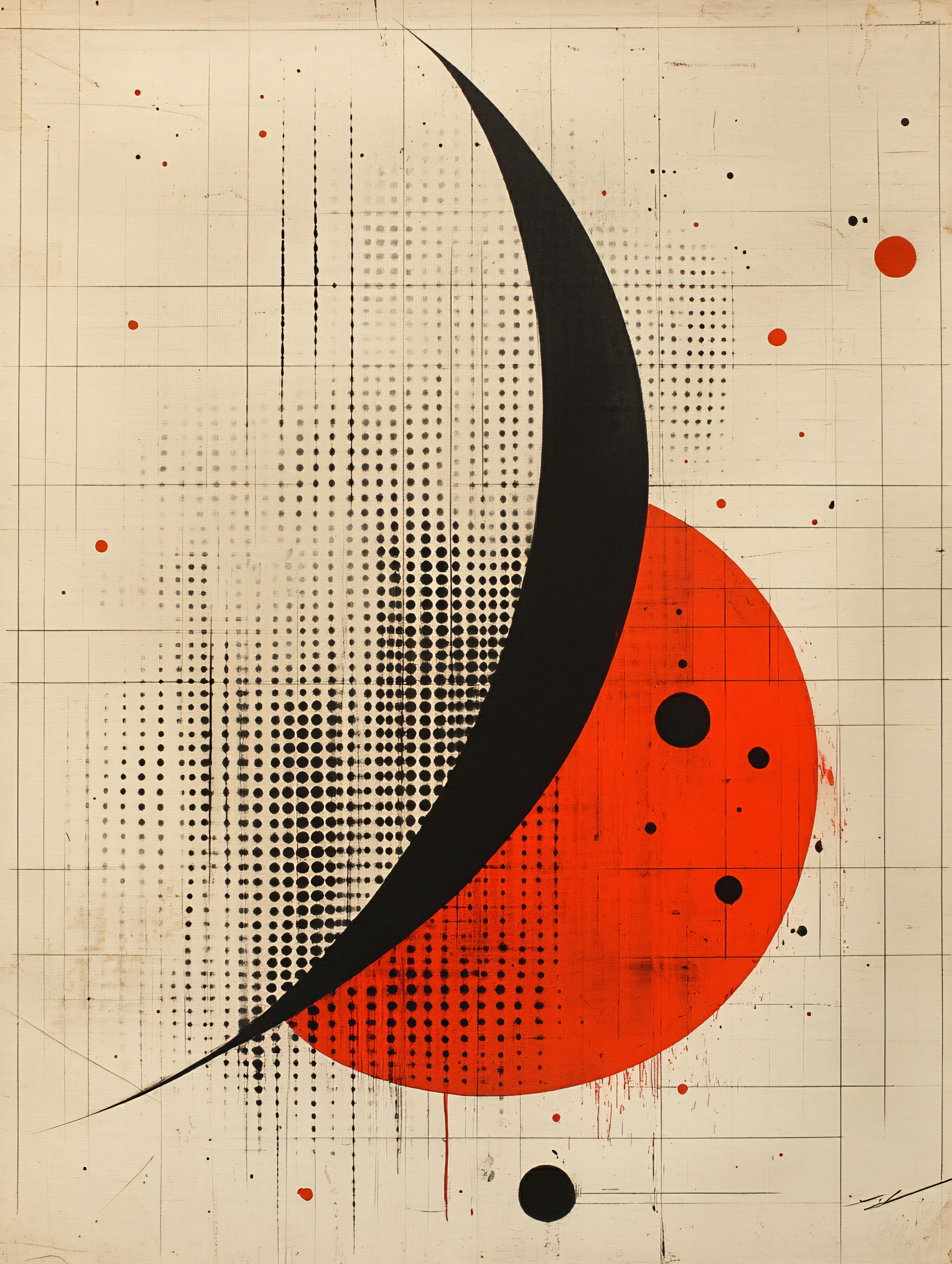 Geometric Composition with Crescent and Circle