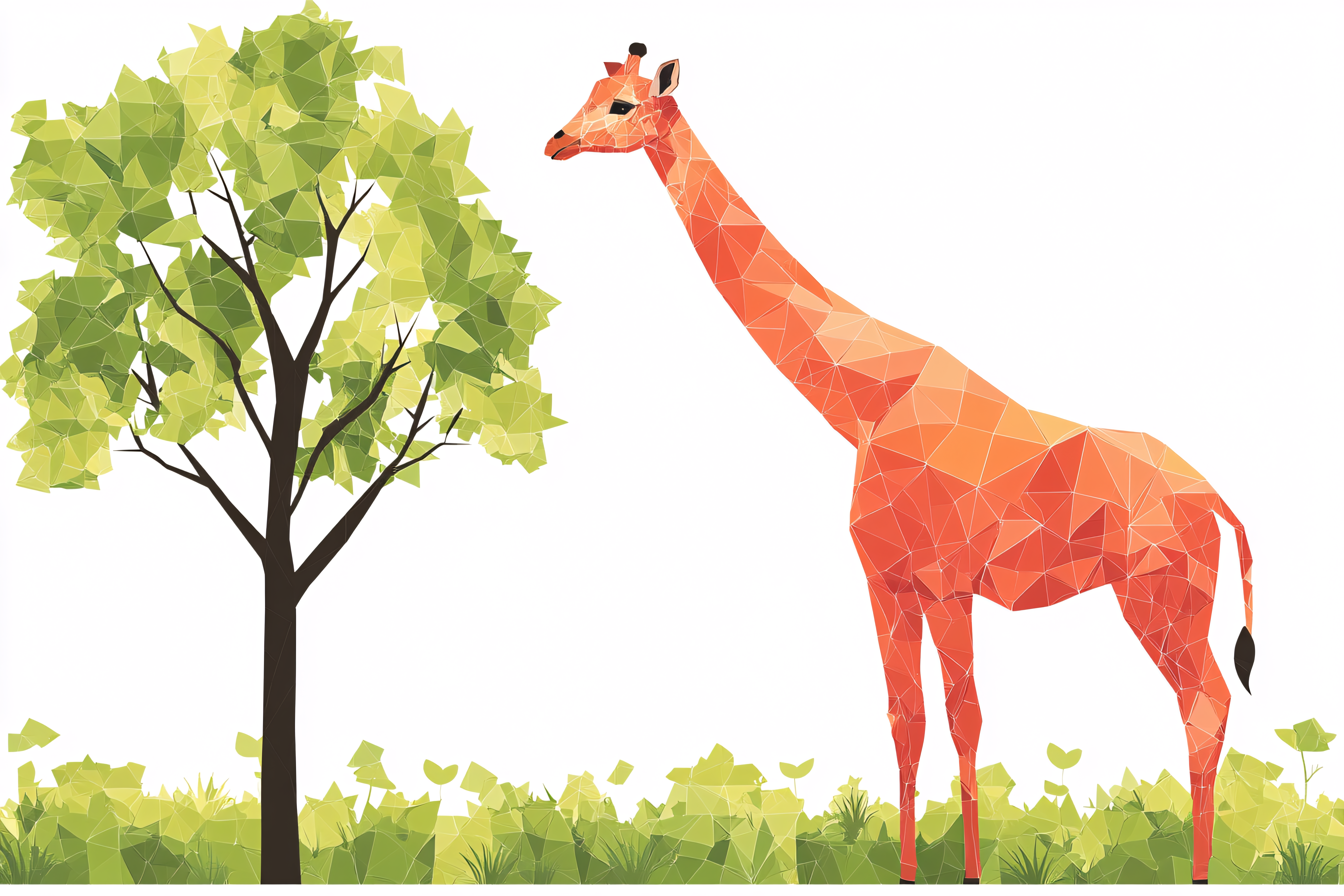 Geometric Giraffe Under Tree