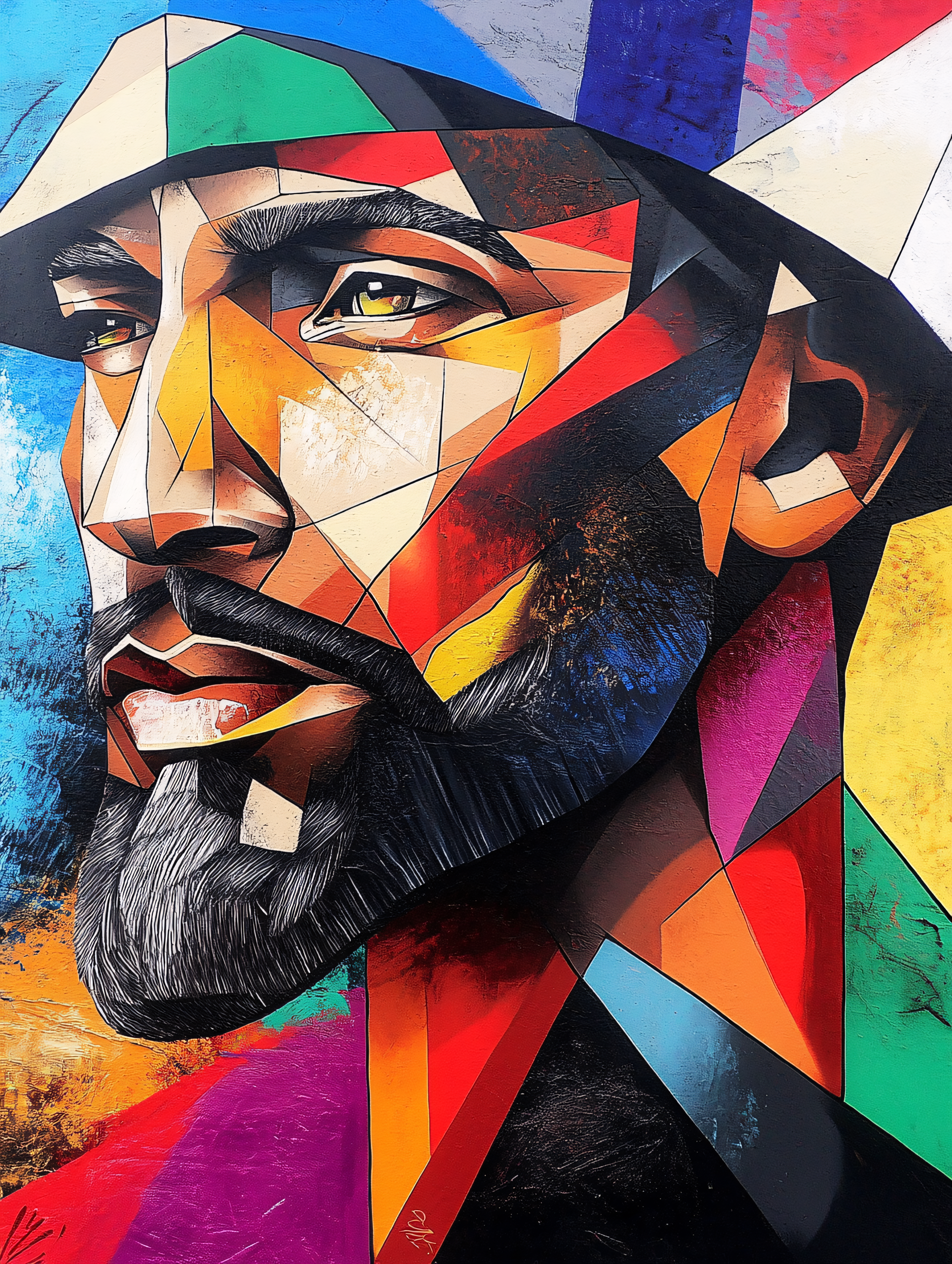 Geometric Portrait Of A Bearded Man