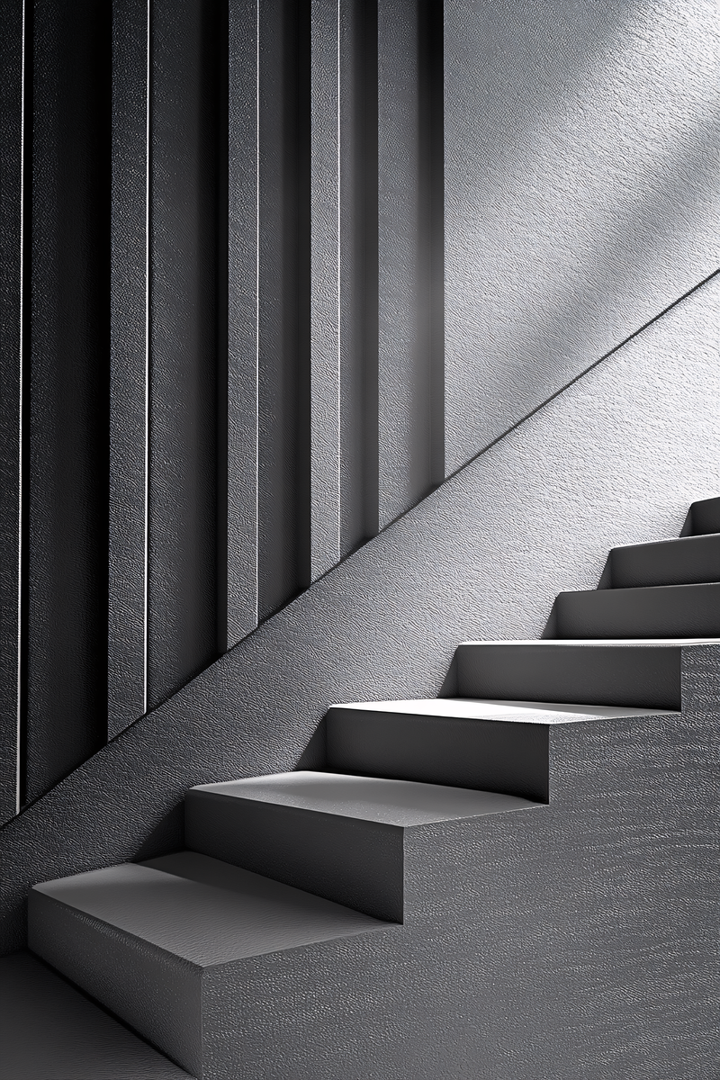 Geometric Staircase with Vertical Panels