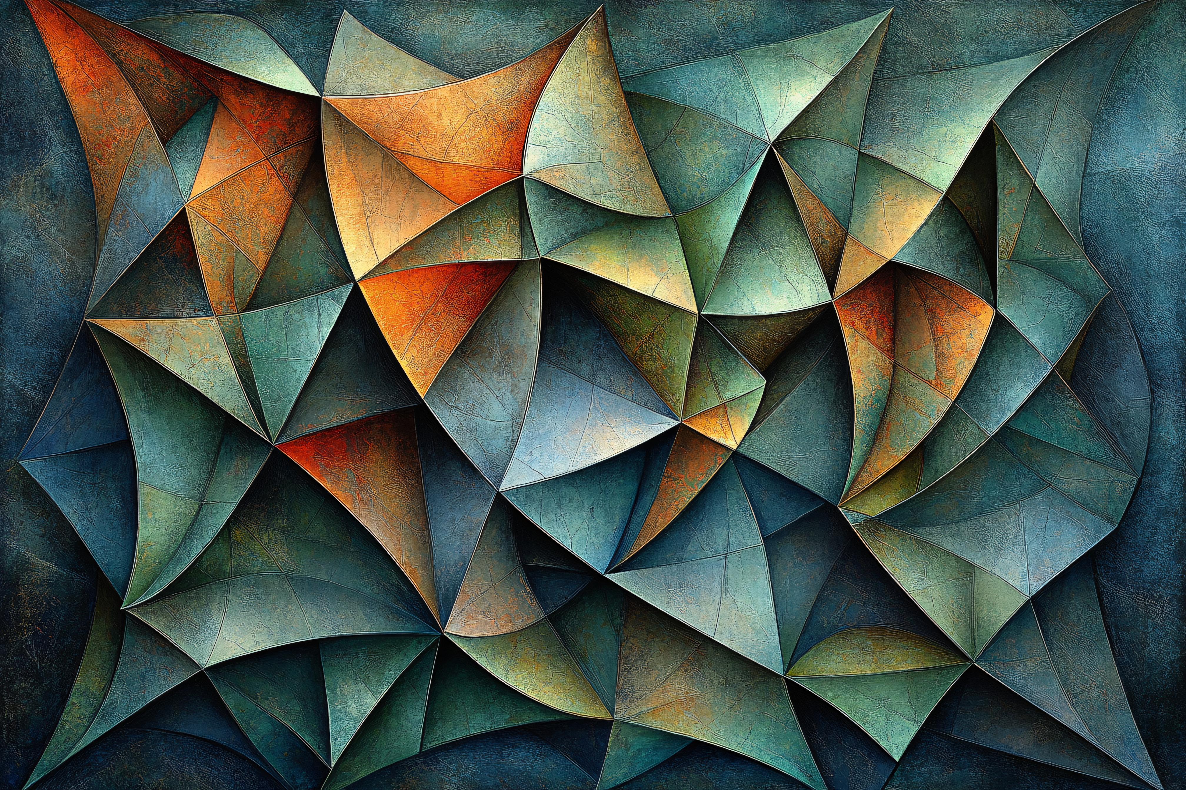Geometric Teal Orange Abstract