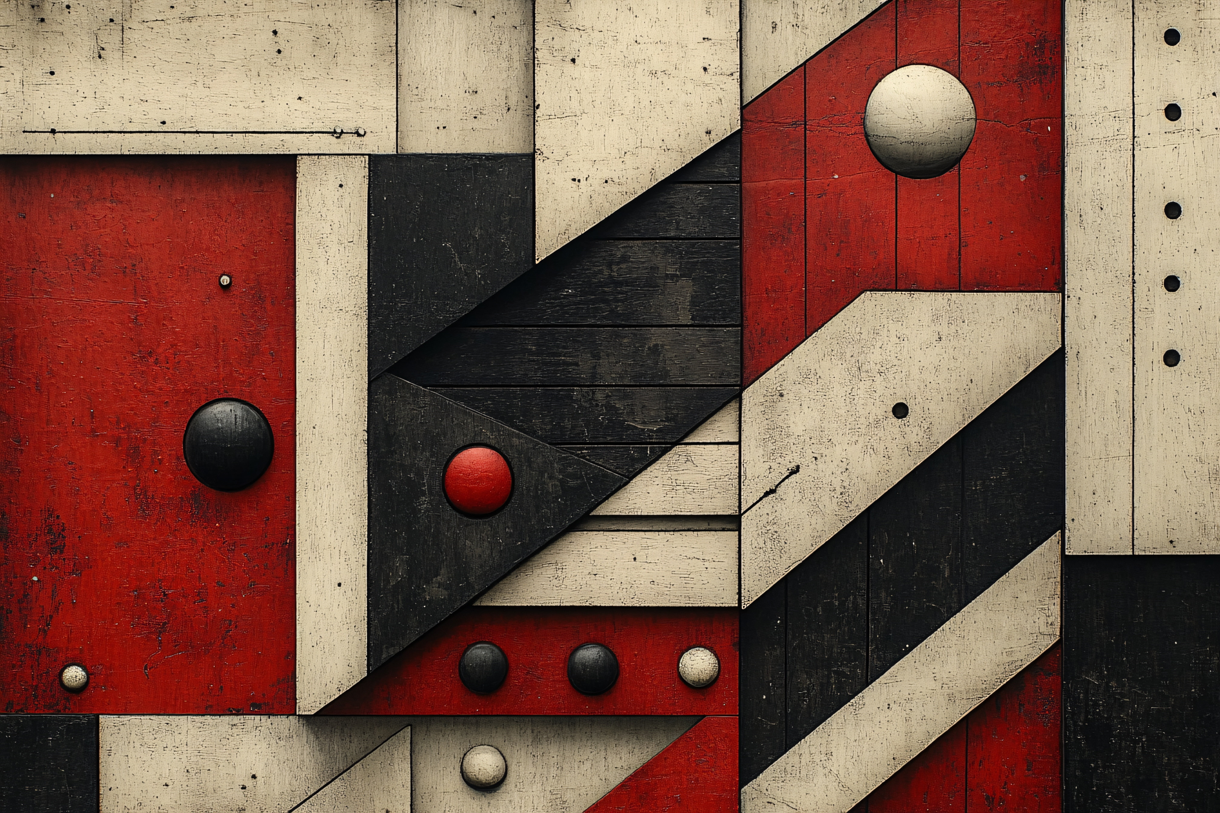 Geometric Wooden Composition with Spheres