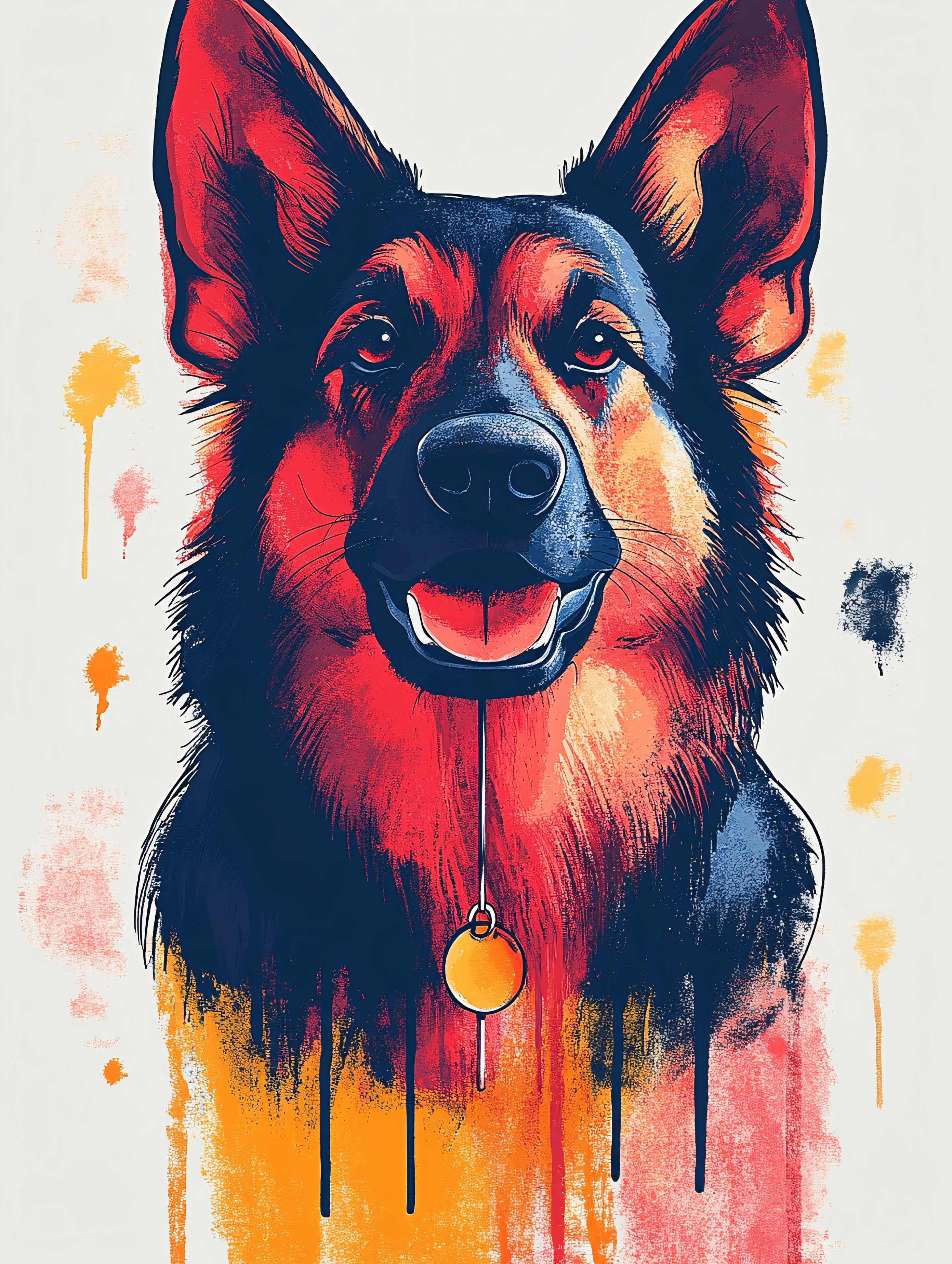 German Shepherd Colorful Portrait