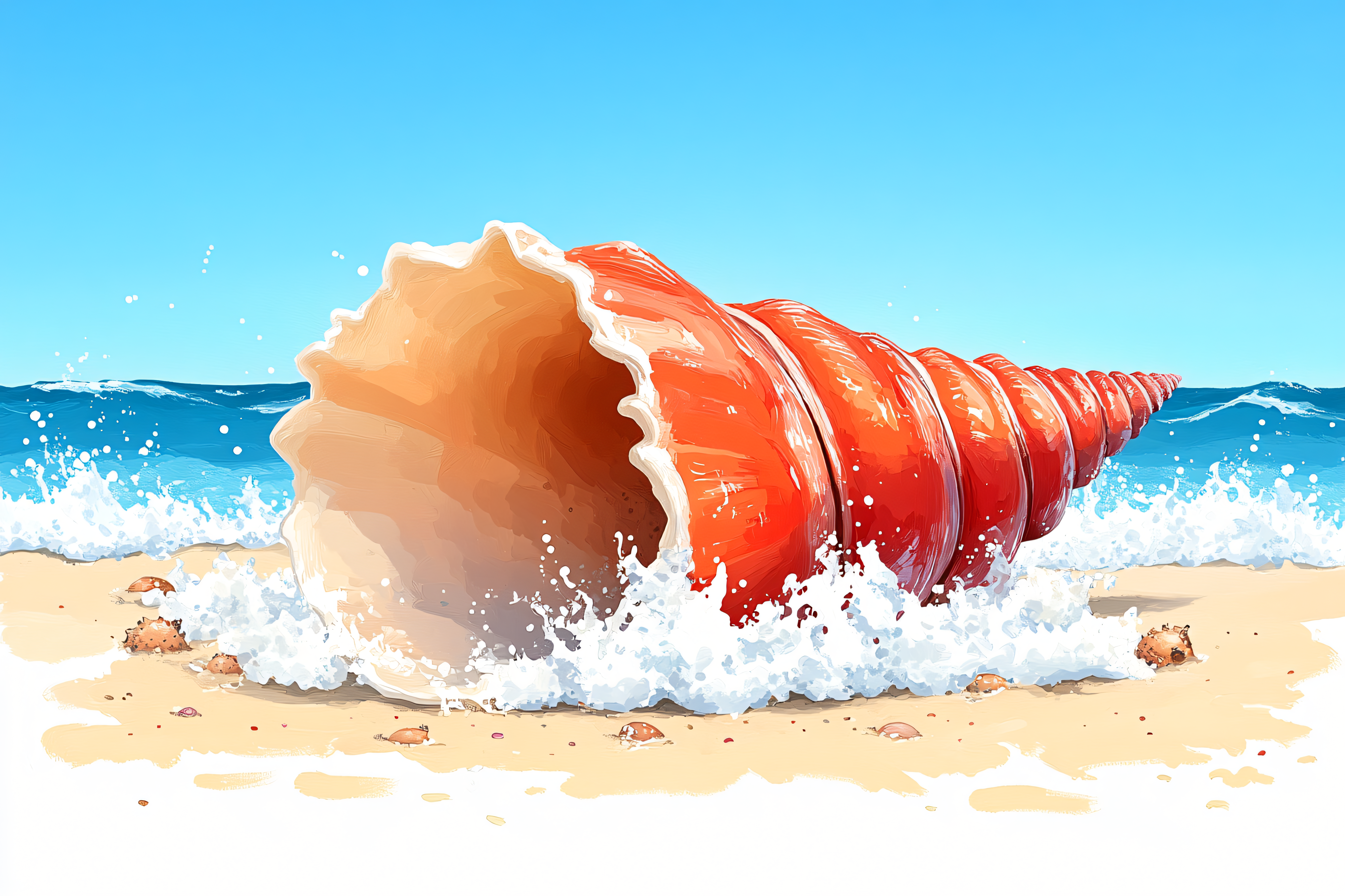Giant Seashell on Beach