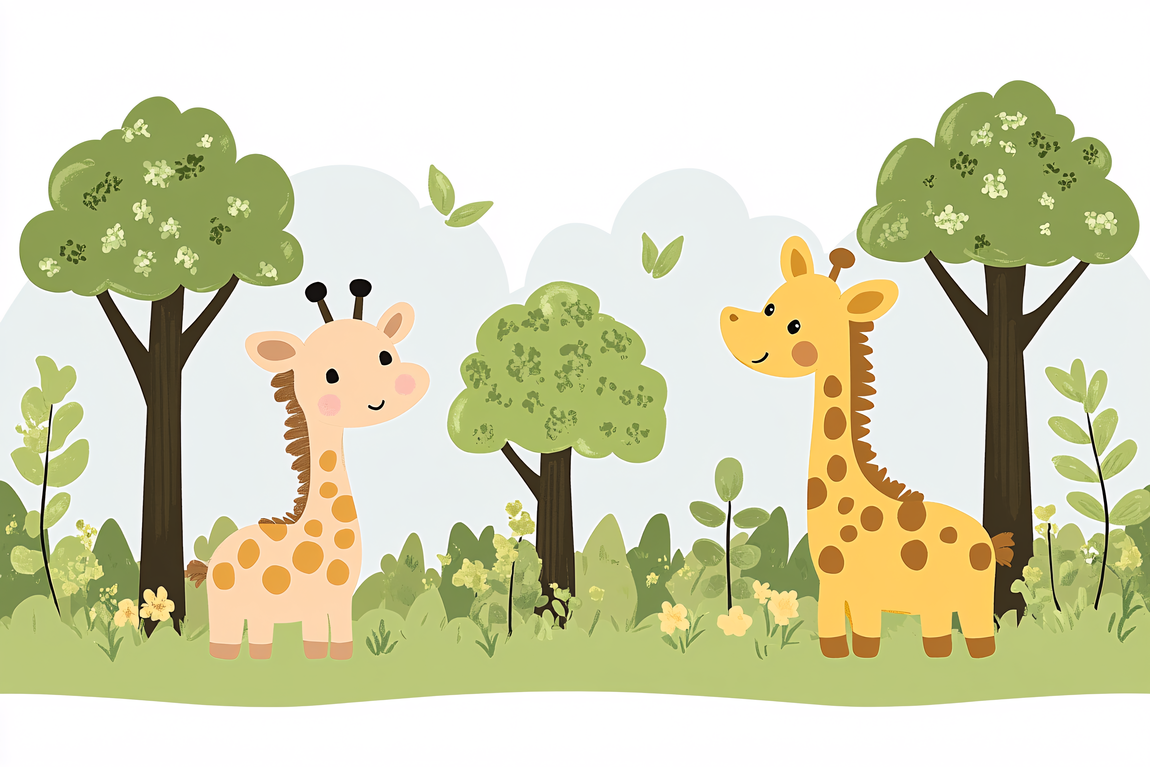 Giraffes in a Forest