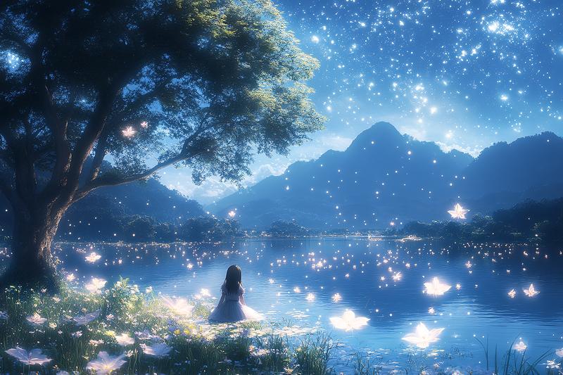 Girl by the Glowing Lake