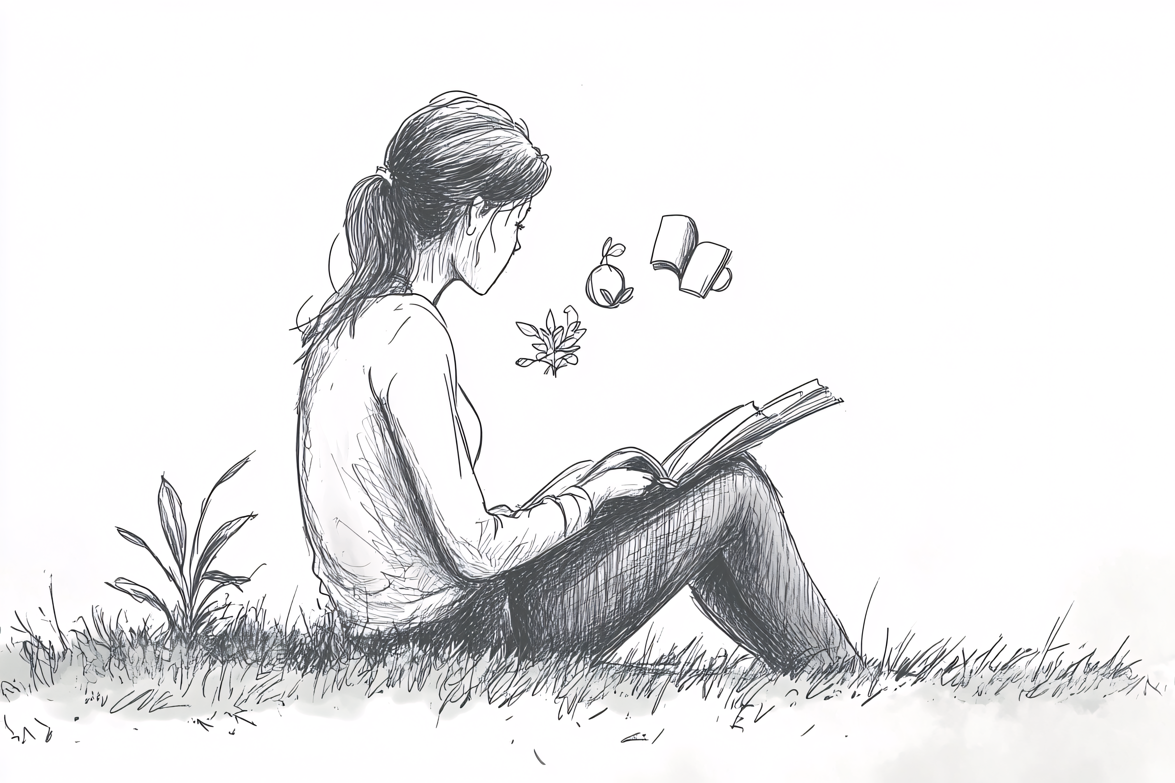 Girl Reading in Nature