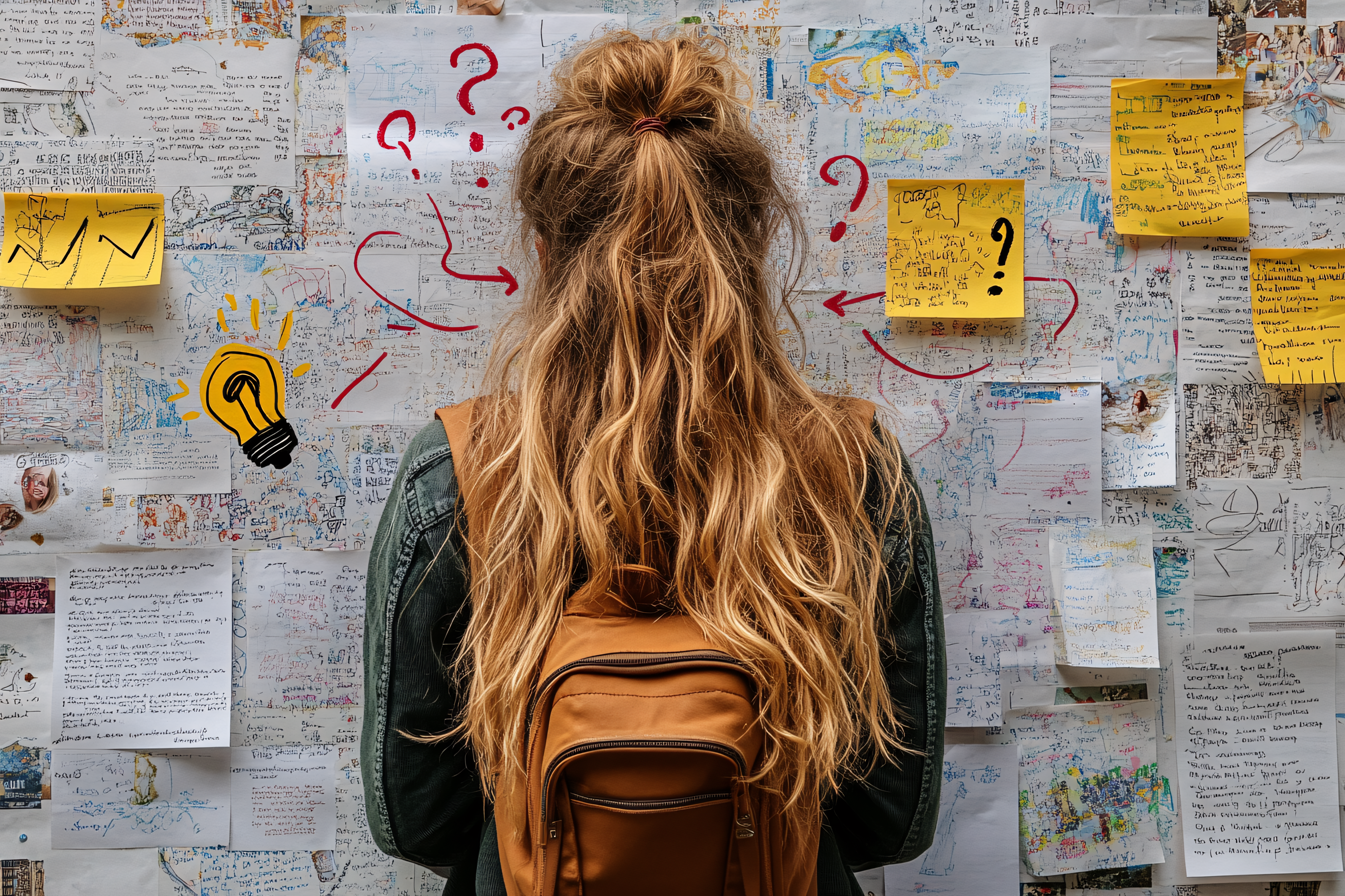 Girl Standing in Front of Idea Board