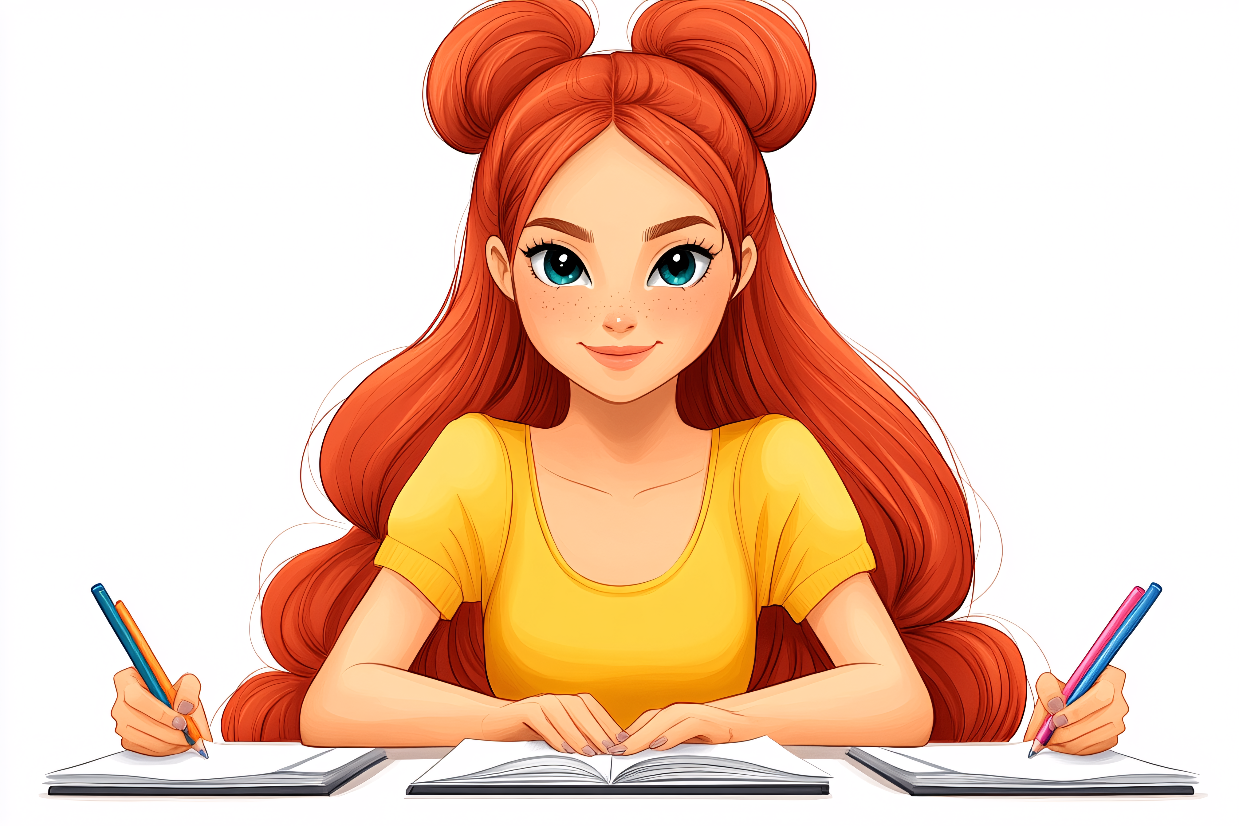 Girl Studying Writing