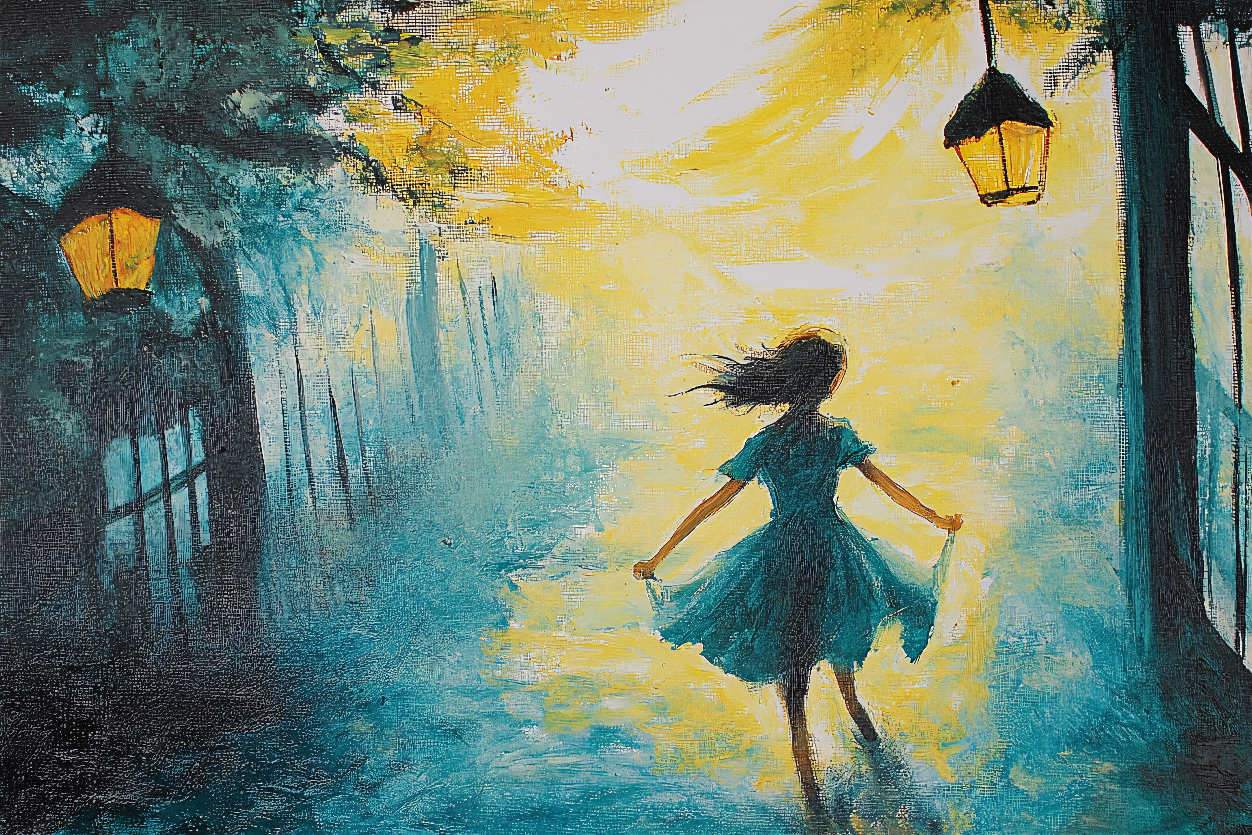 Girl Walking In Dreamy Park