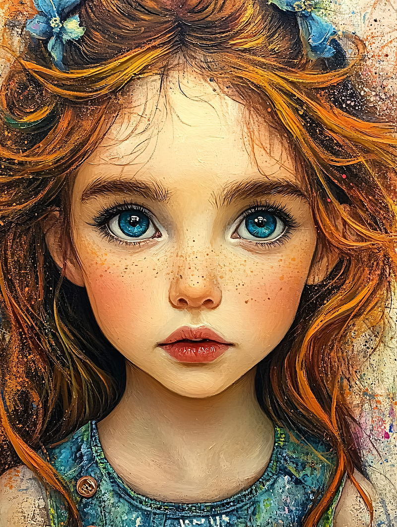 Girl With Blue Eyes and Freckles
