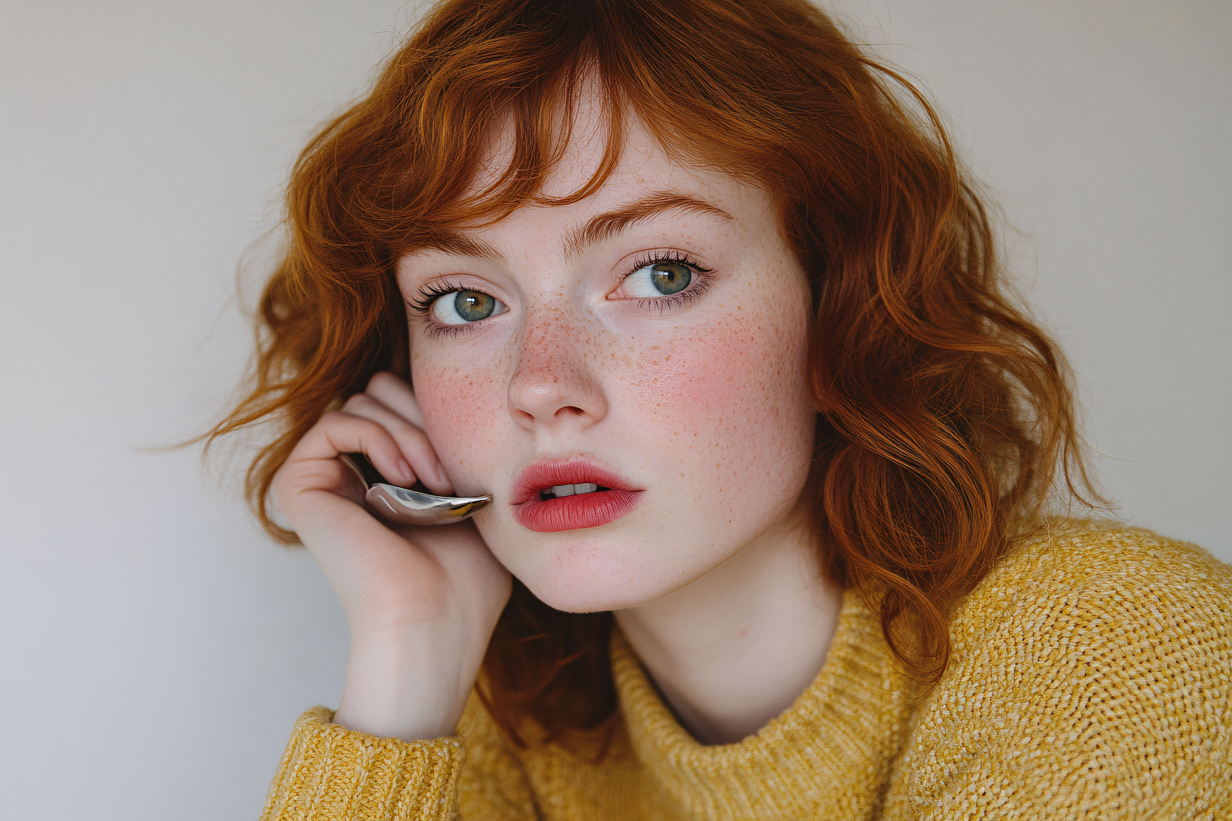 Girl With Ginger Hair Holding Spoon