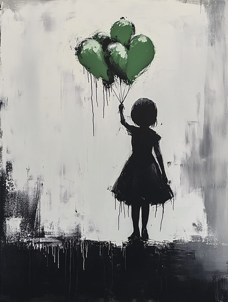 Girl with Green Balloons