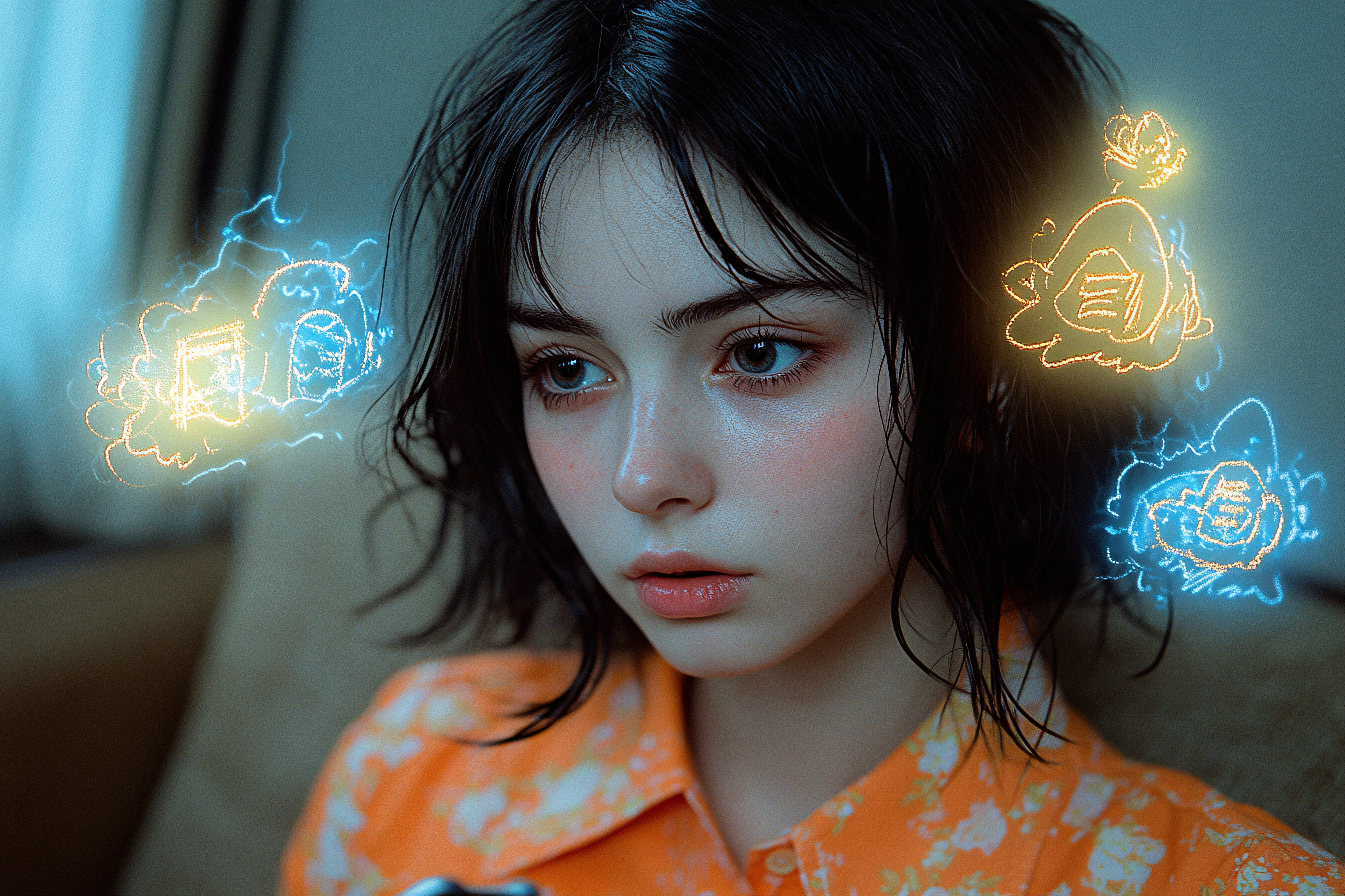 Girl with Thought Bubbles