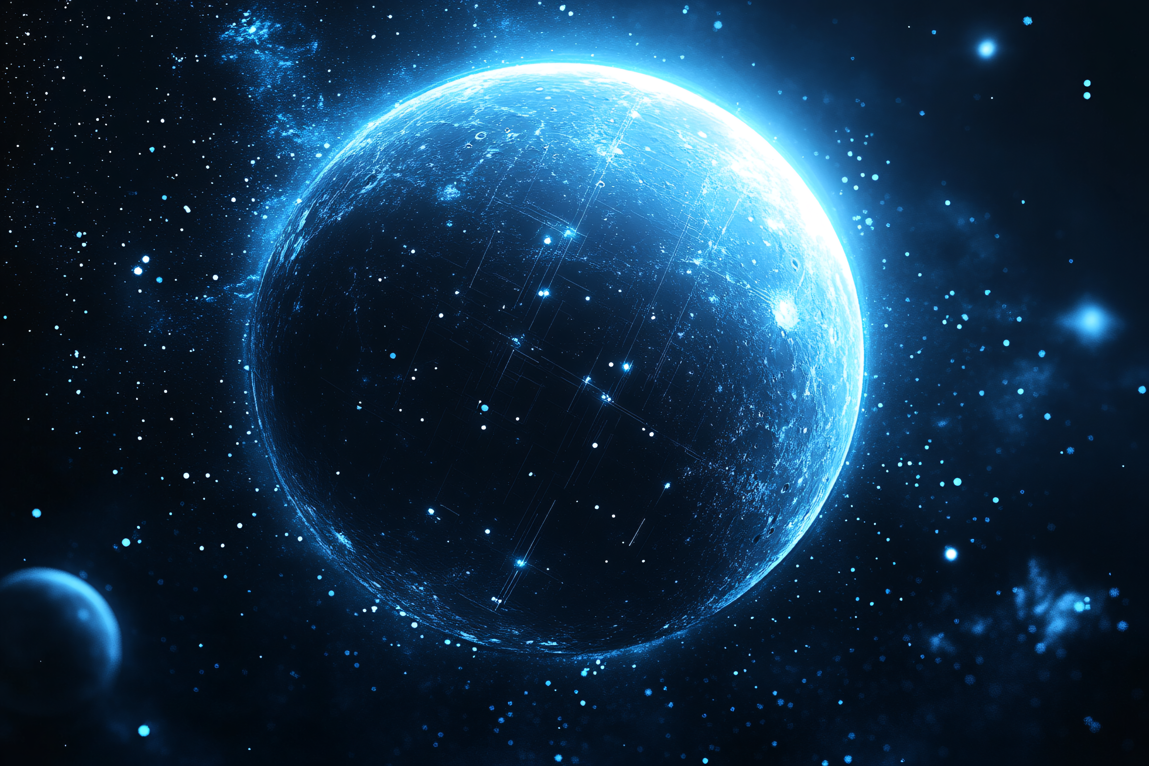 Glowing Blue Planet In Space