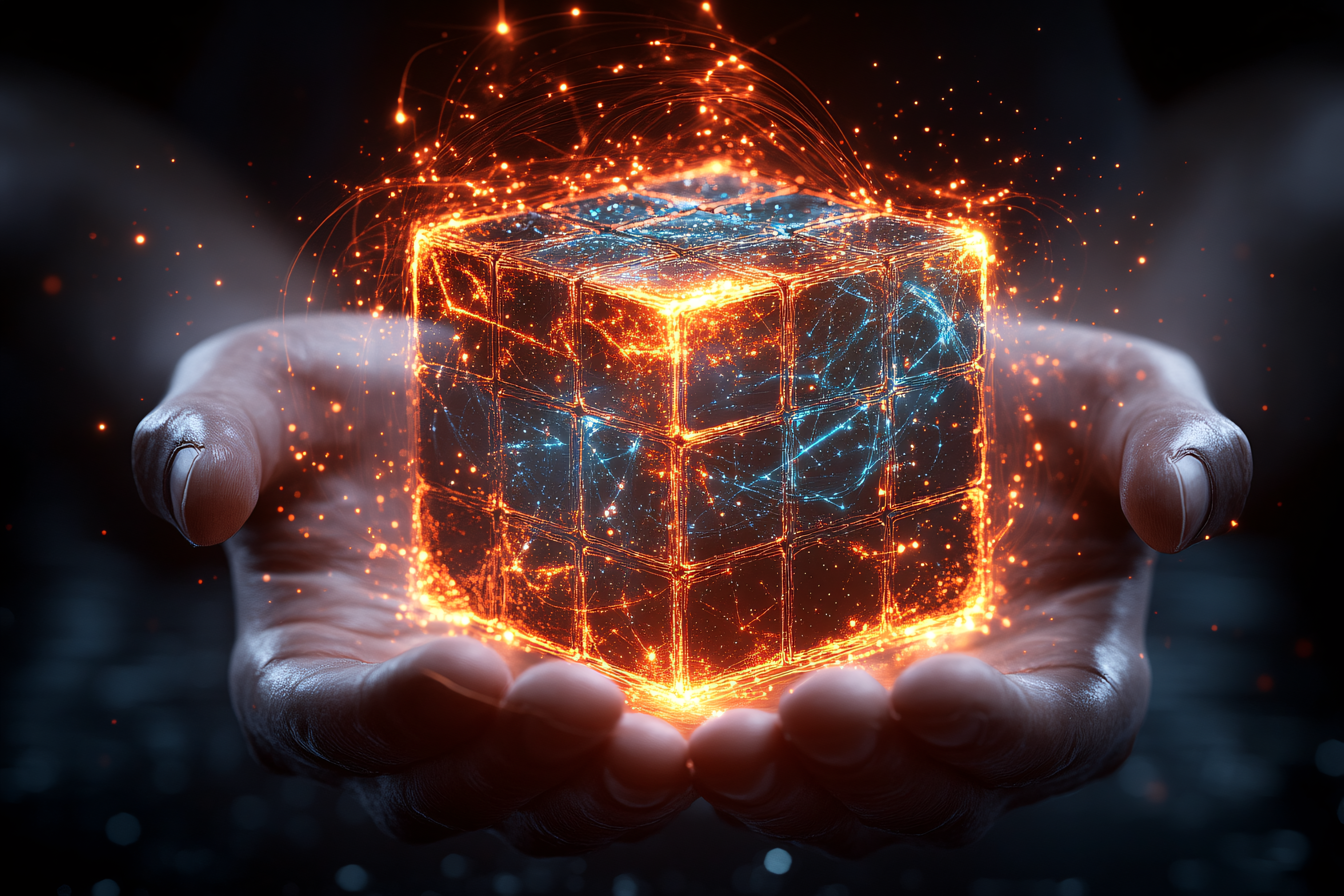 Glowing Cube in Hand