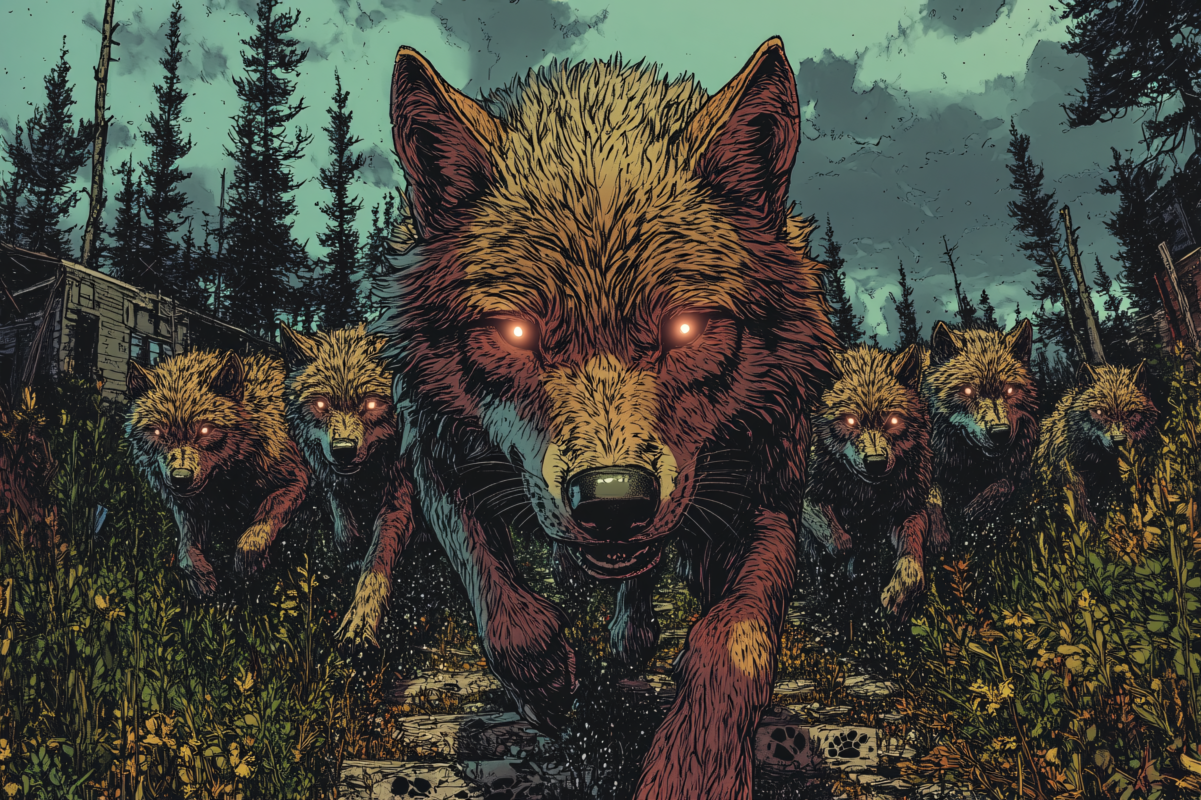 Glowing Eyed Wolf Pack