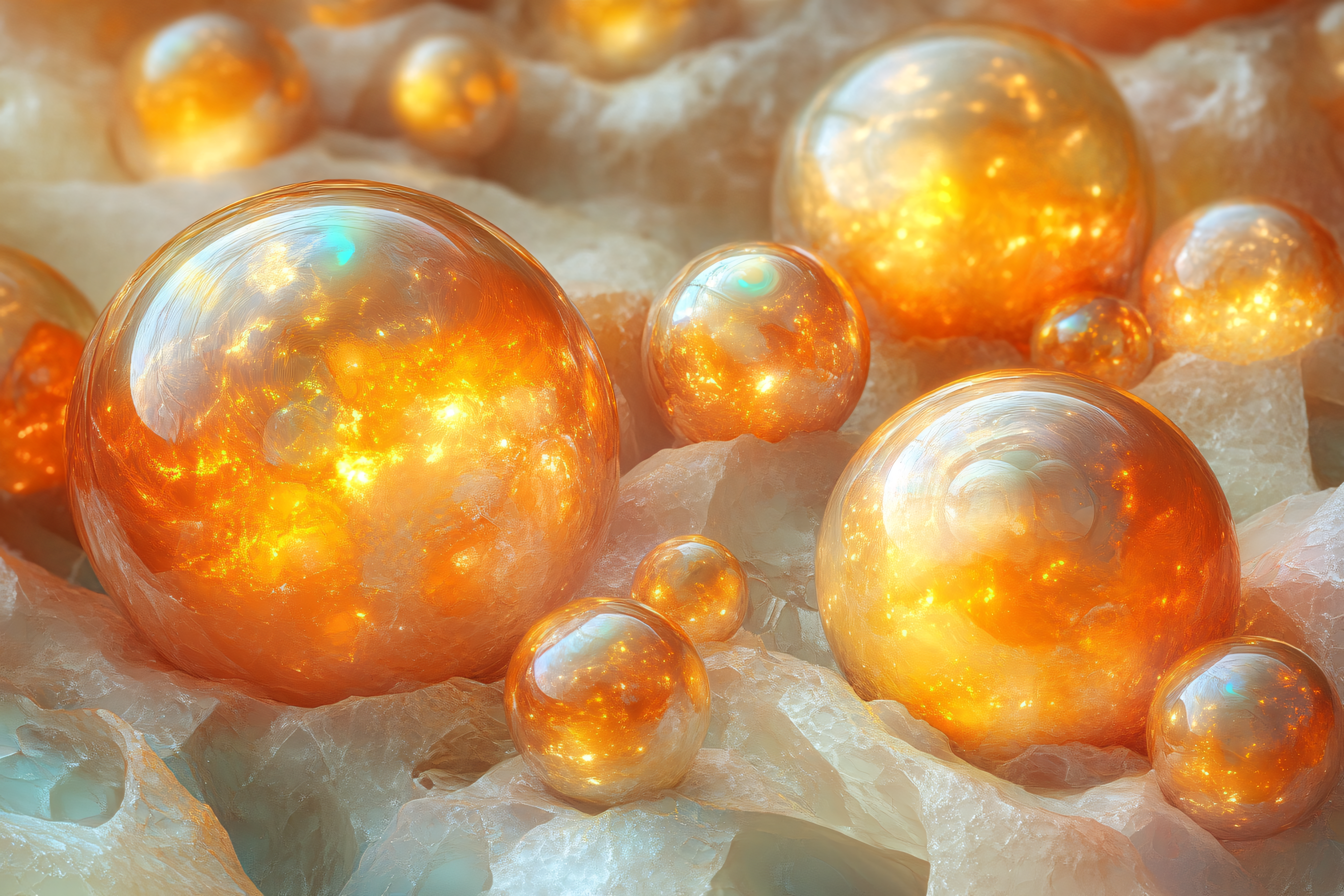 Glowing Orbs on Crystalline Surface