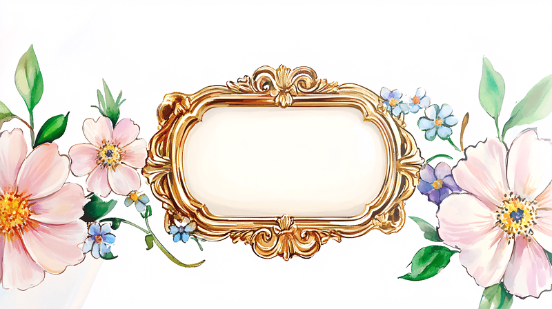 Gold Frame With Floral Watercolor Border