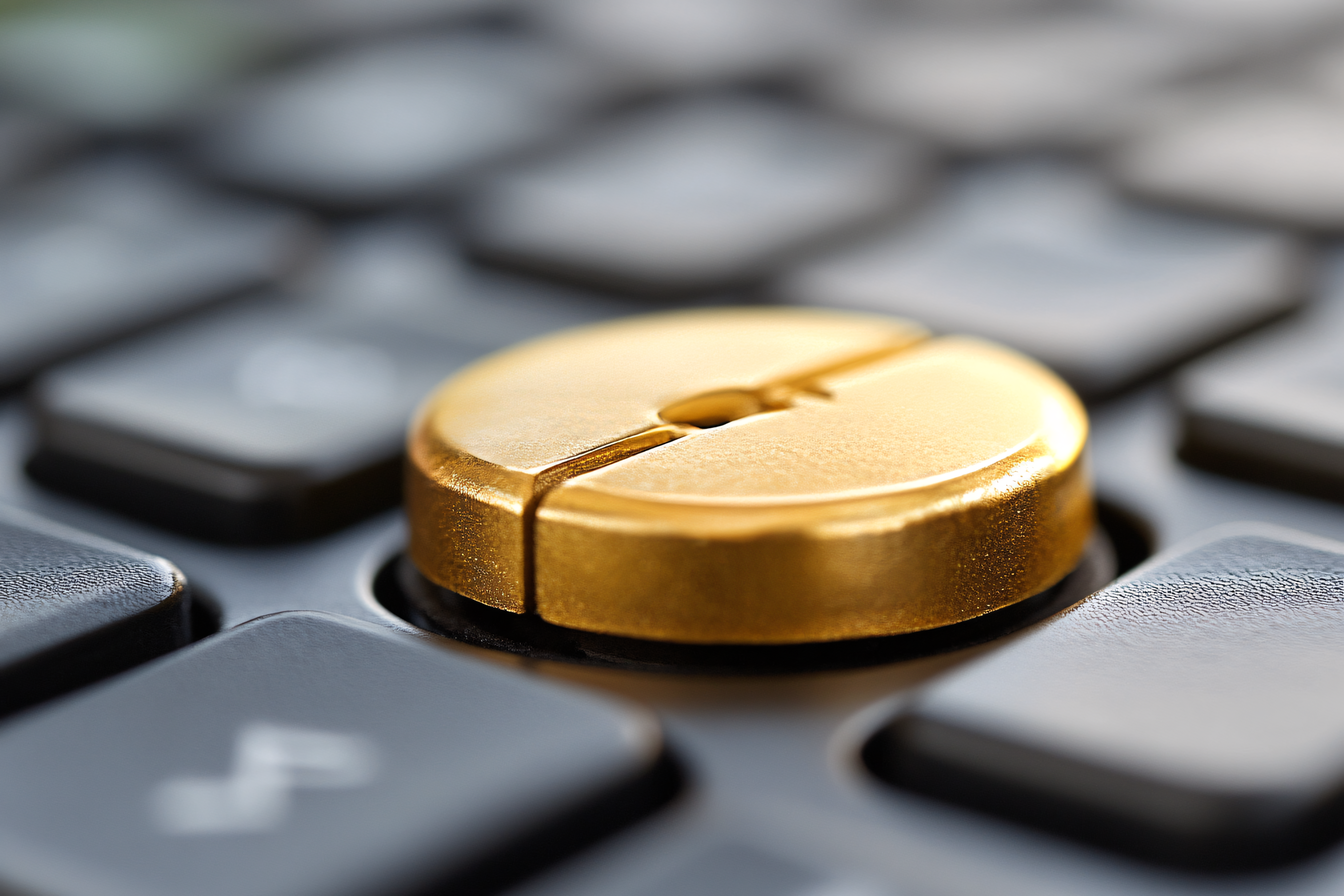 Golden Calculator Button Close-up