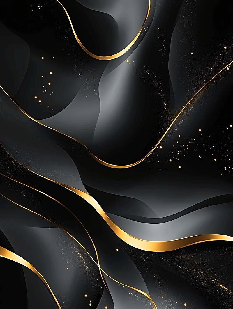 Golden Curves On Black Abstract