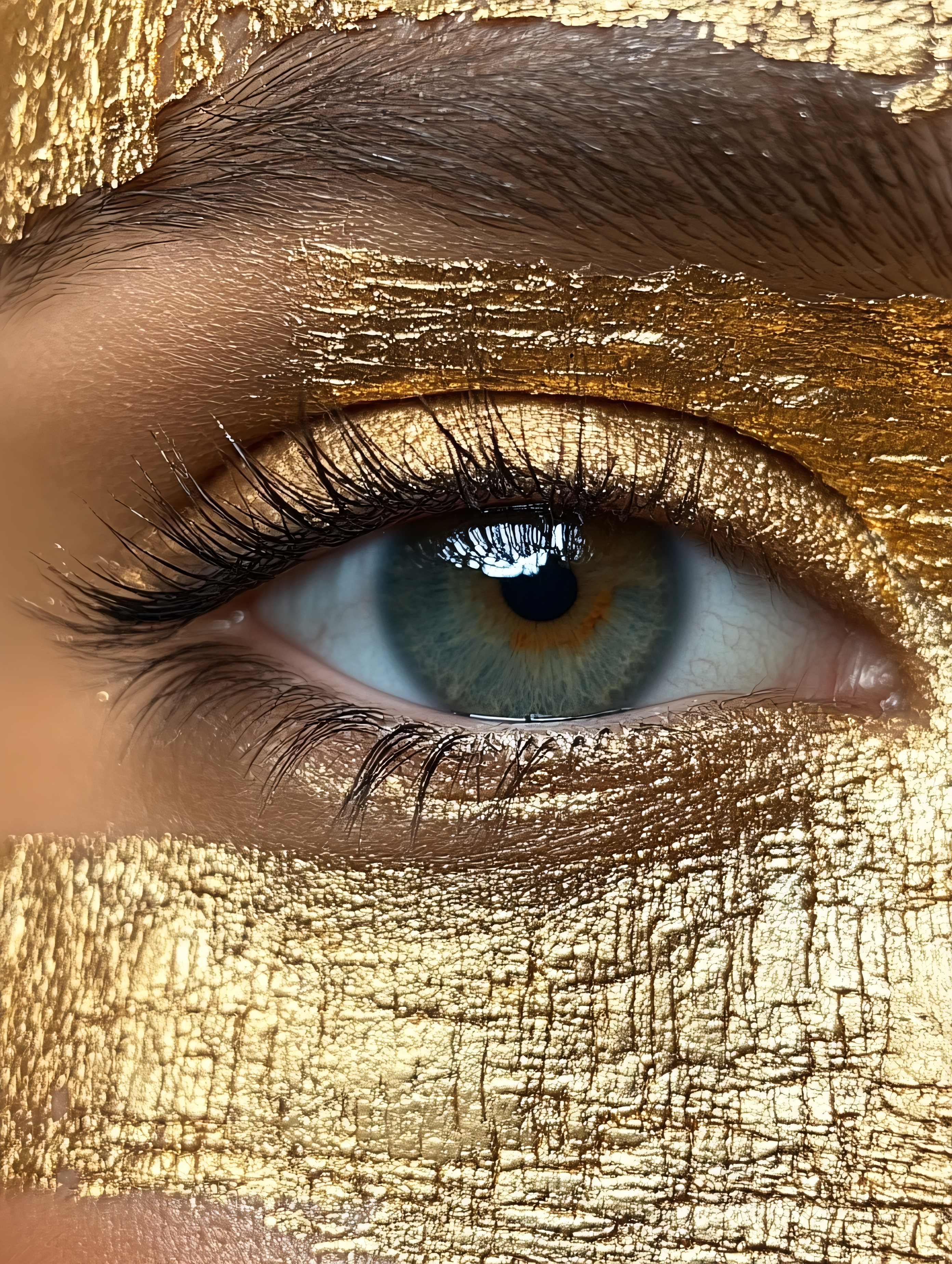 Golden Eye Makeup Close Up