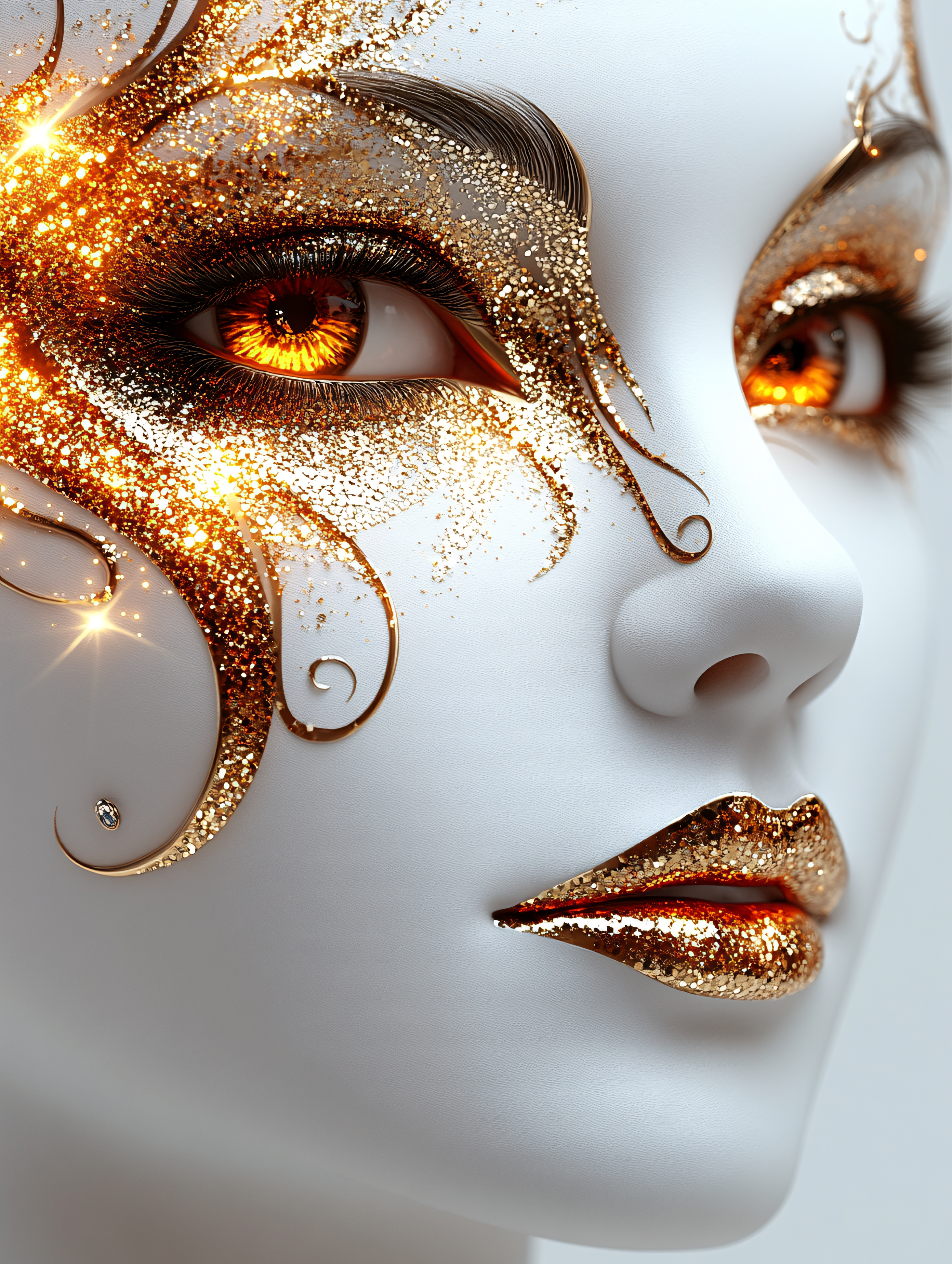 Golden Glitter Glamour Face