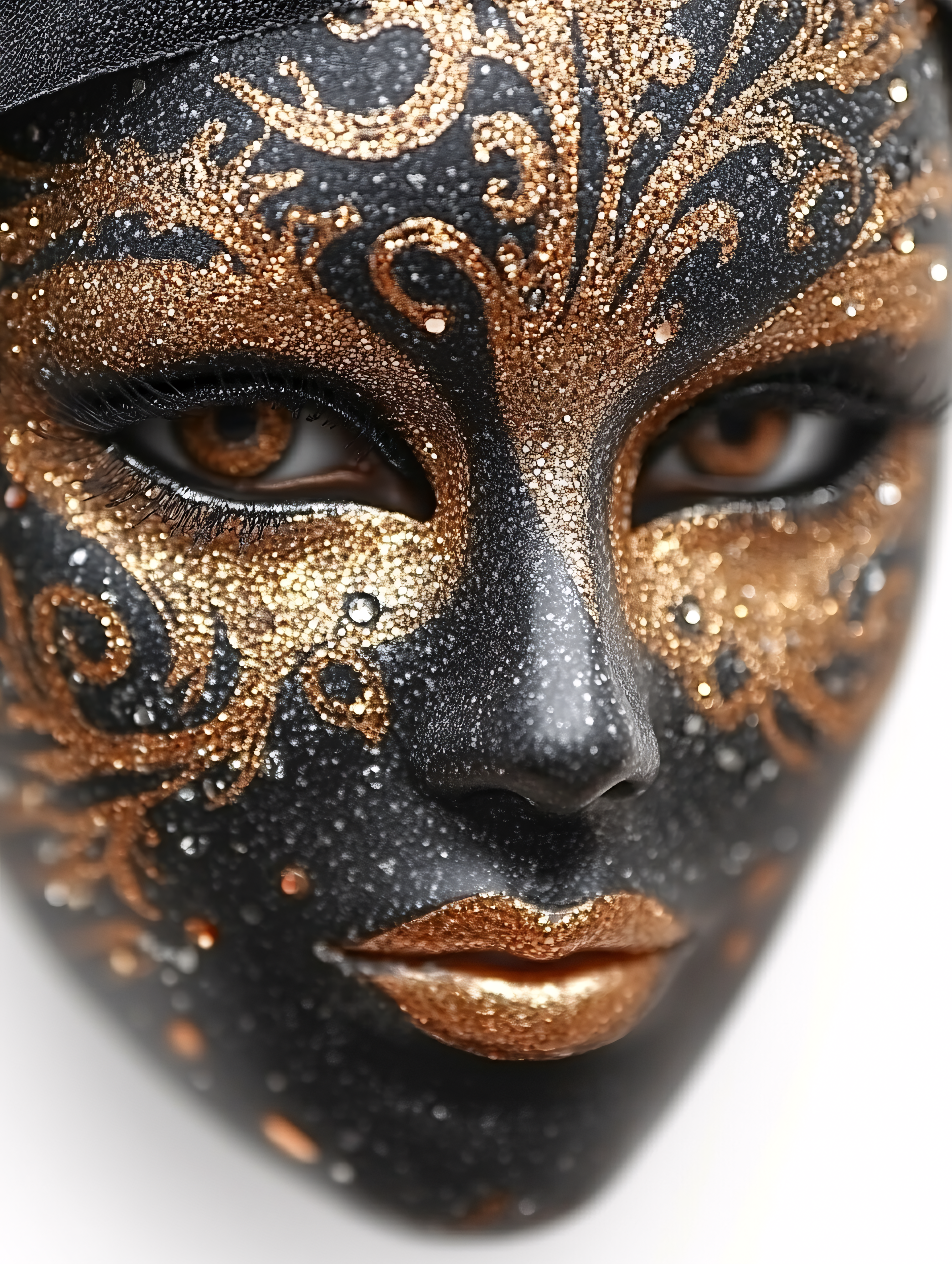 Golden Glitter Venetian Mask