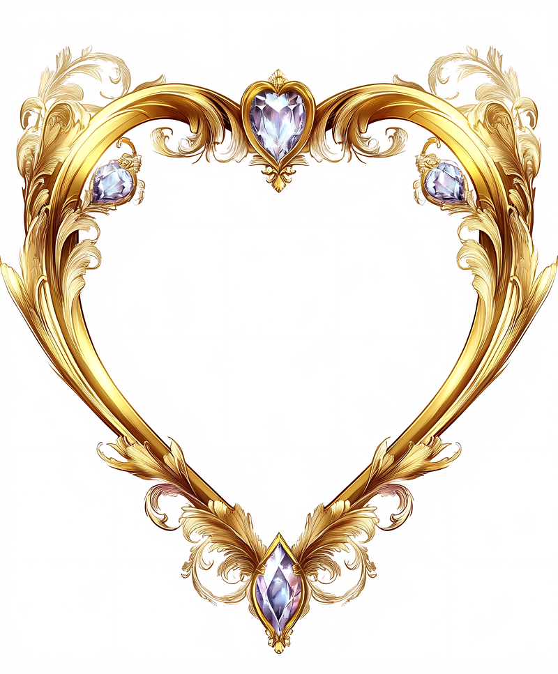 Golden Heart Frame with Jewels